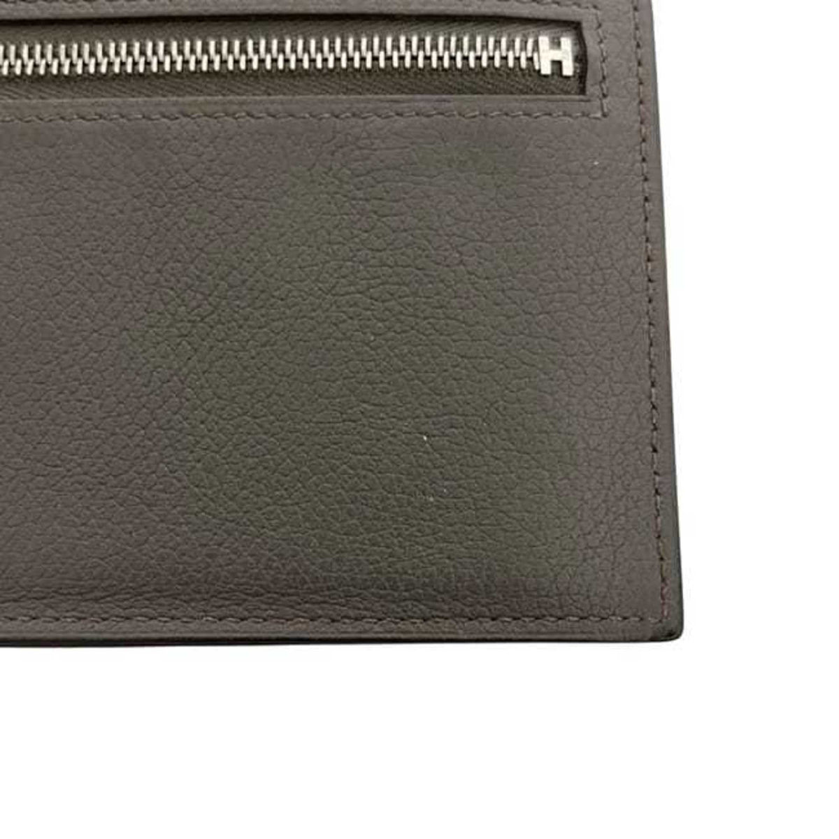 Hermes Etoupe Gray Grayish Leather Long Wallet (Bi-Fold) (Pre-Owned)
