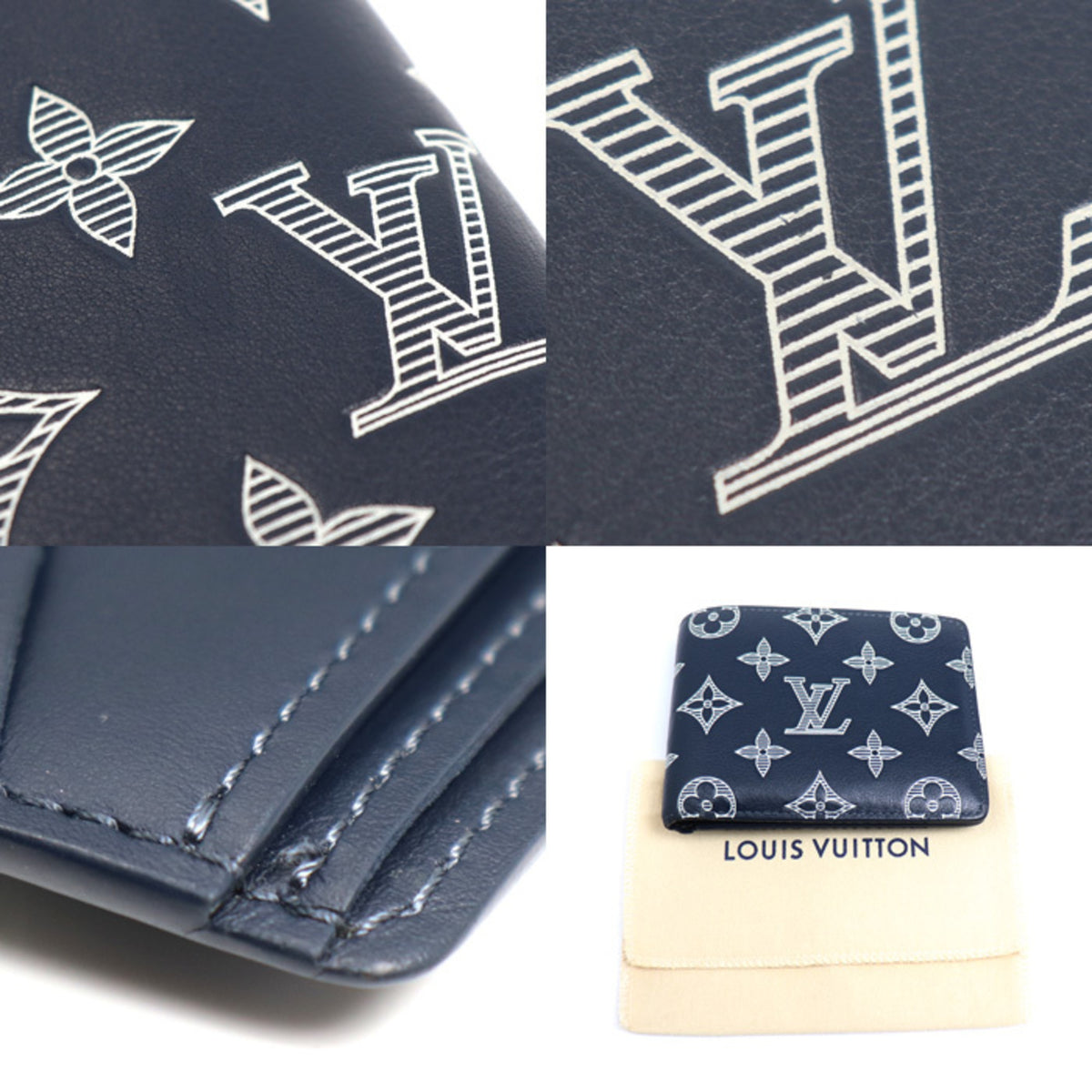 Louis Vuitton Navy Monogram Shadow Wallet (Bi-Fold) (Pre-Owned)