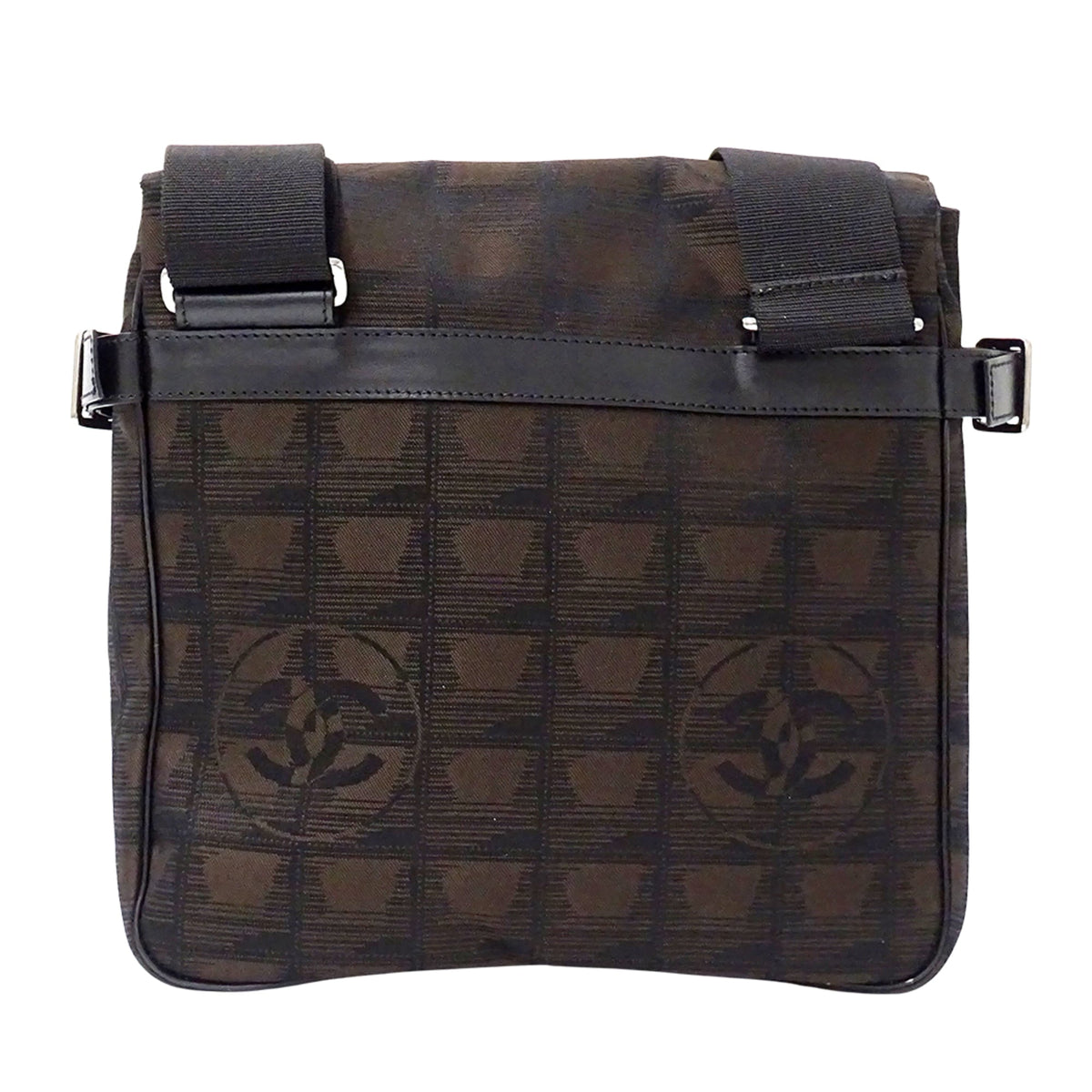 Chanel Dark Brown Nylon Messenger Bag Shoulder Bag (Pre-Owned)