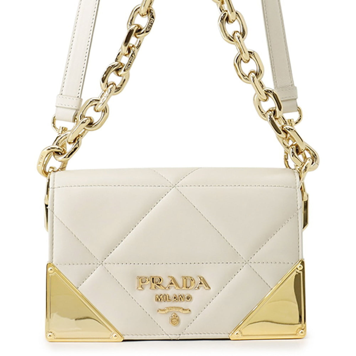 Prada White Leather Handbag Shoulder Bag (Pre-Owned)