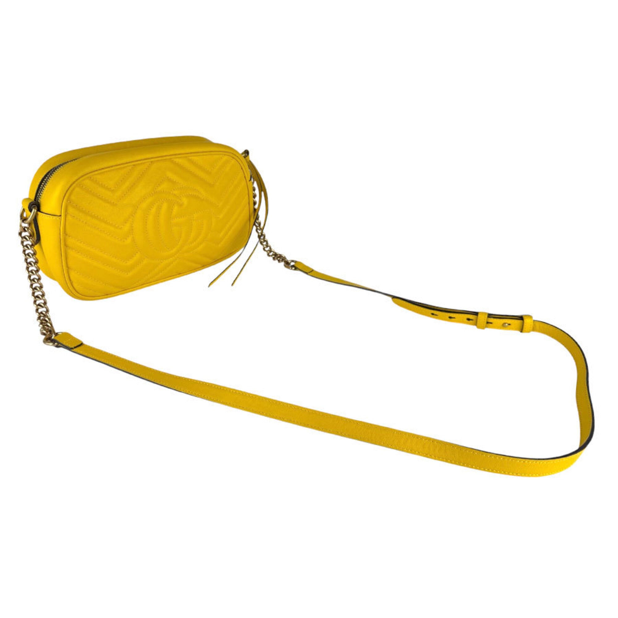Gucci Gold Yellow Leather Metal Shoulder Bag (Pre-Owned)
