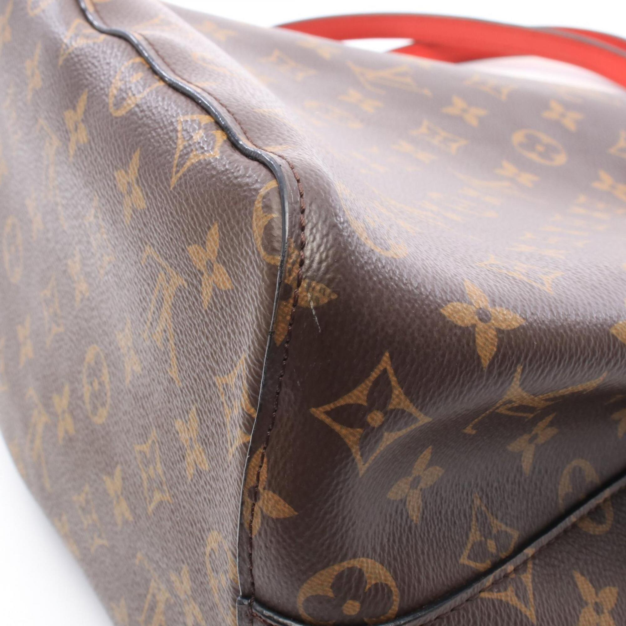Louis Vuitton Brown Coquelicots Red Color Coated Canvas Leather Handbag Shoulder Bag (Pre-Owned)