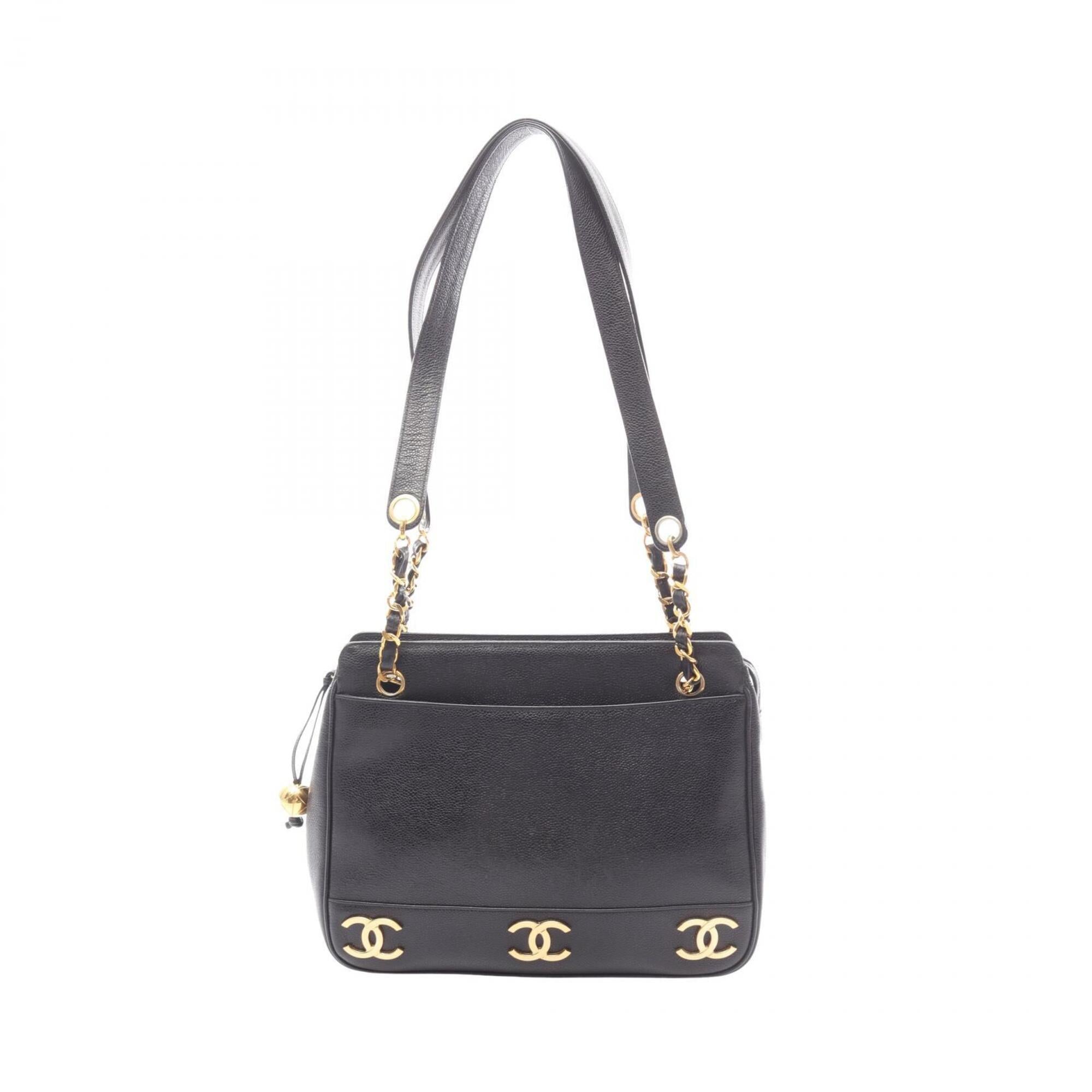 Chanel Black Grained Calfskin Handbag Tote Bag (Pre-Owned)