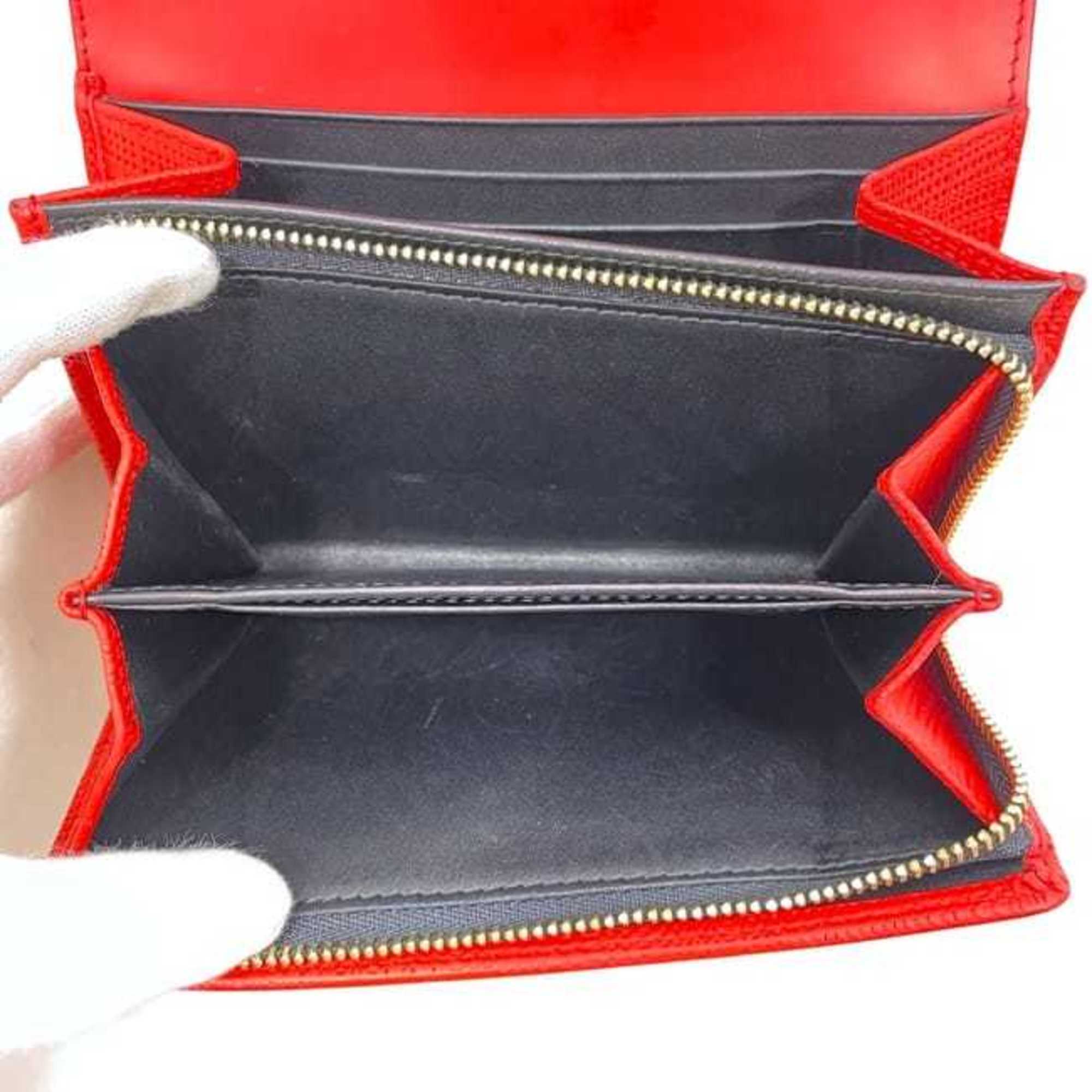 Loewe Red Color Leather Wallet (Bi-Fold) (Pre-Owned)