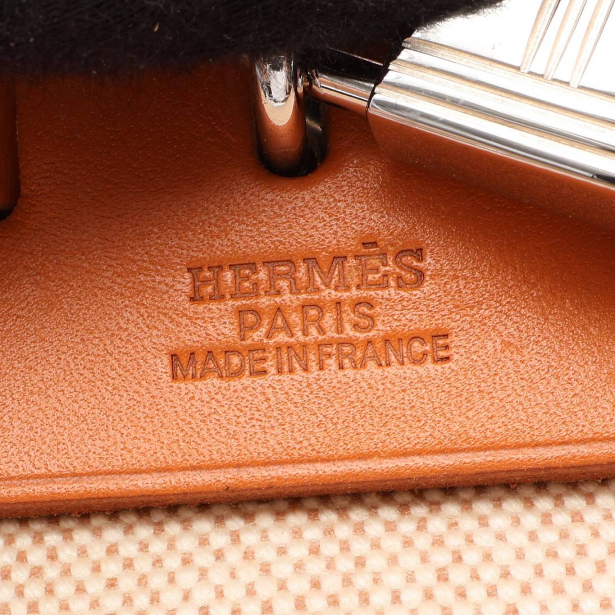 Hermes Brown Ecru Ivory Natural Toile H Handbag (Pre-Owned)