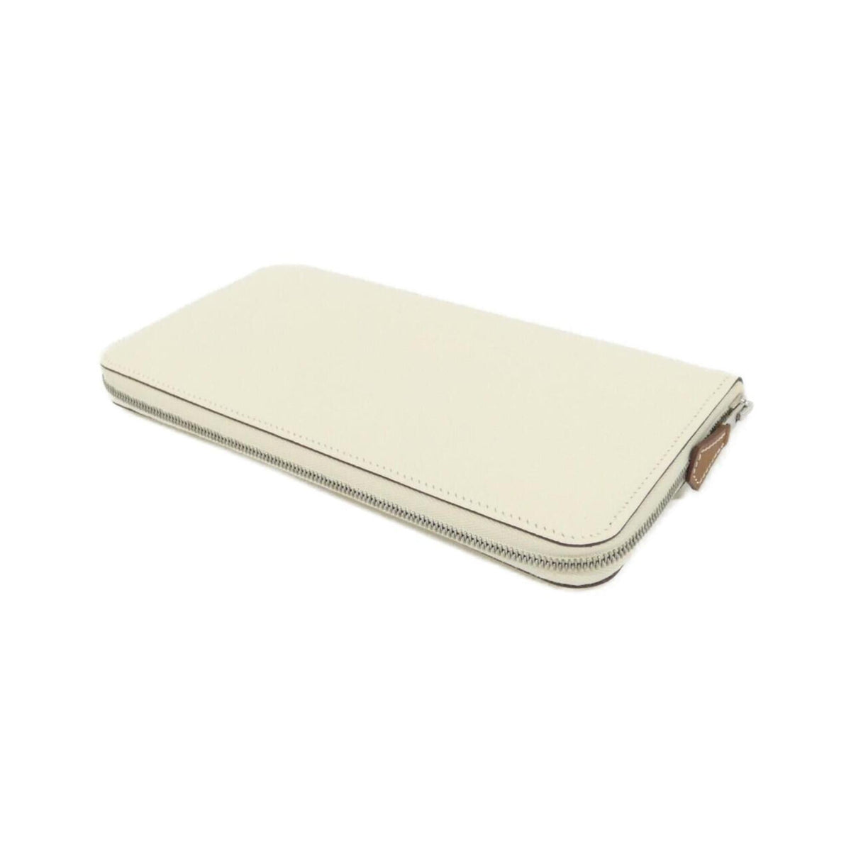 Hermes White Epsom Leather Silk Long Wallet (Bi-Fold) (Pre-Owned)