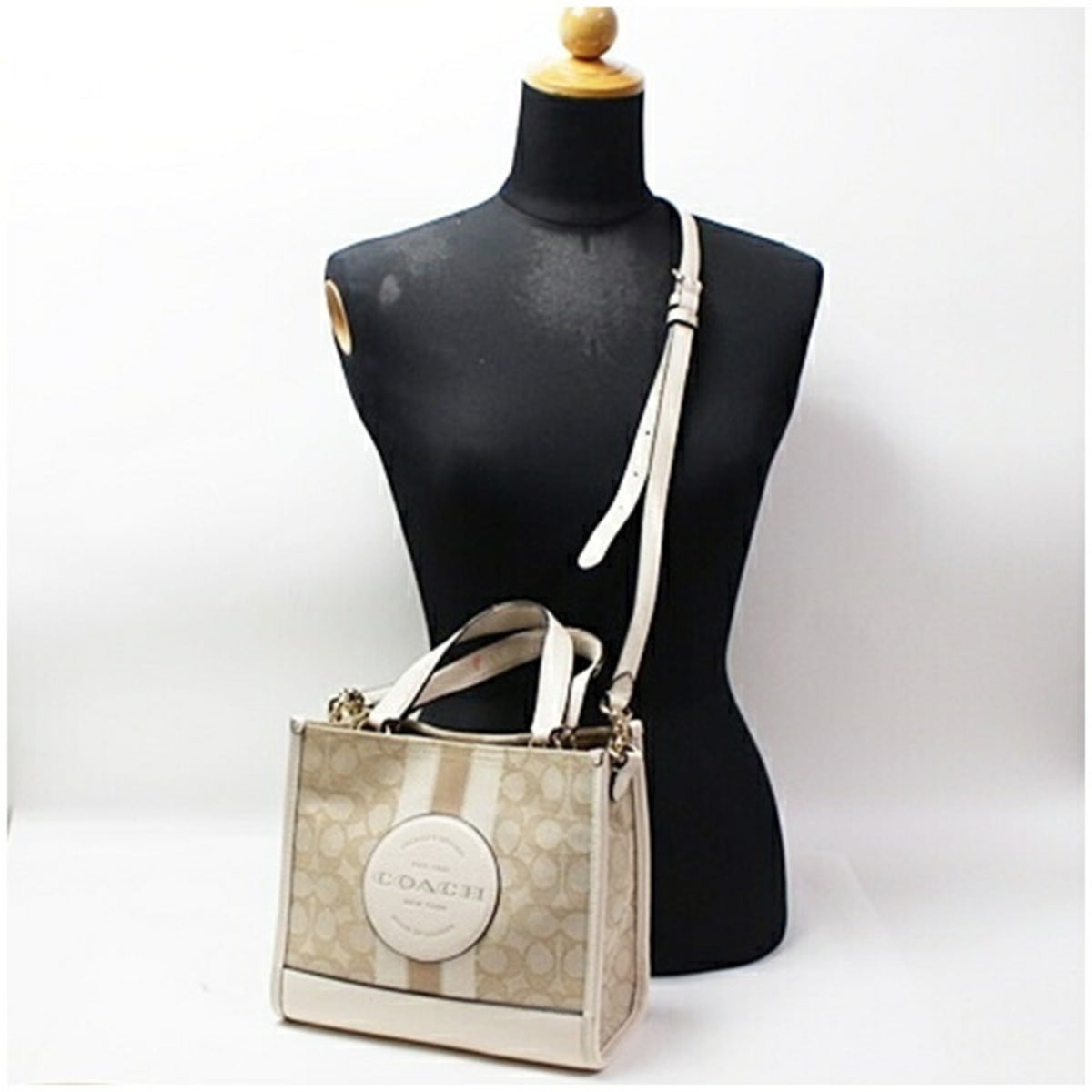 Coach Beige Ivory Canvas Leather Shoulder Bag (Pre-Owned)