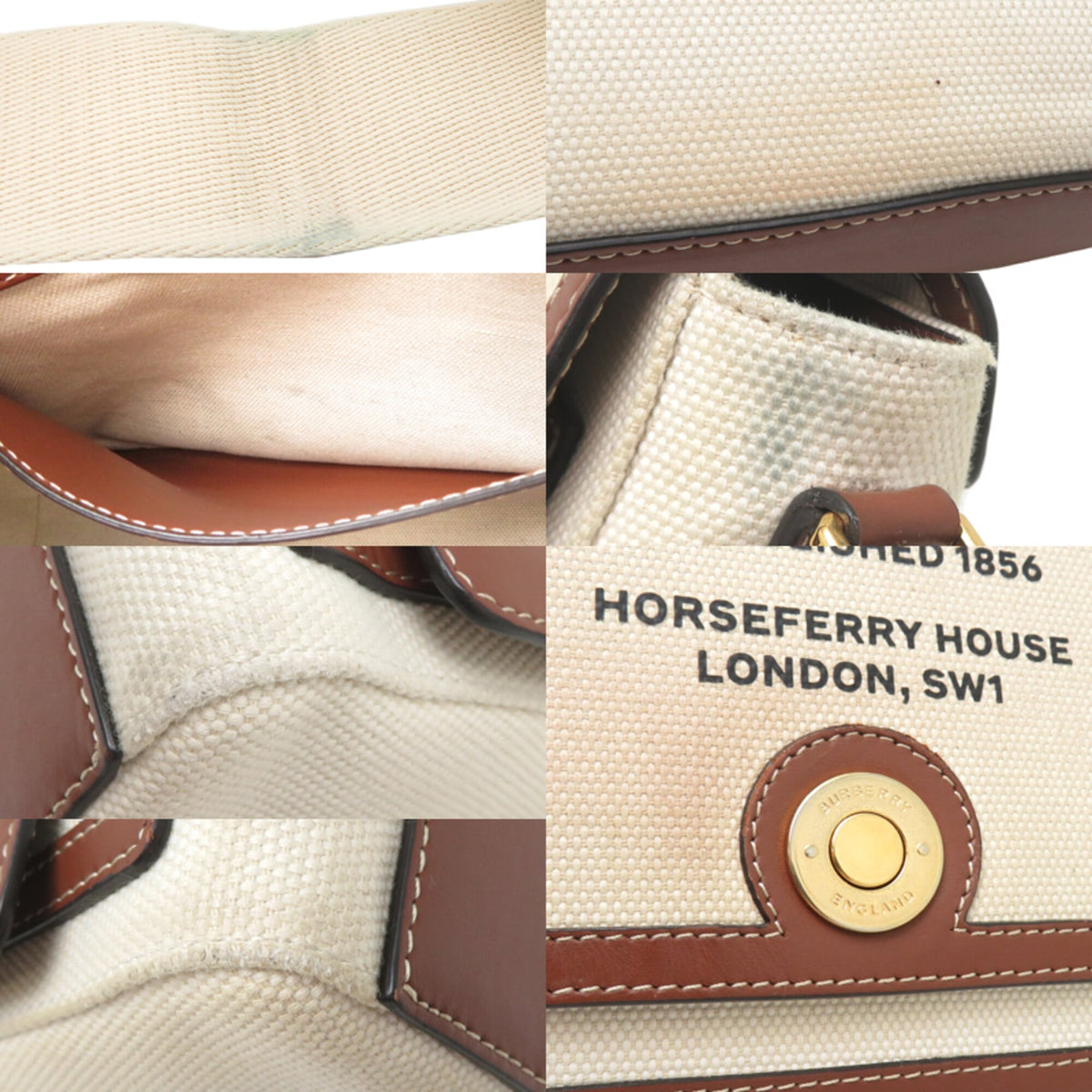 Burberry Beige Brown Canvas Leather Shoulder Bag (Pre-Owned)
