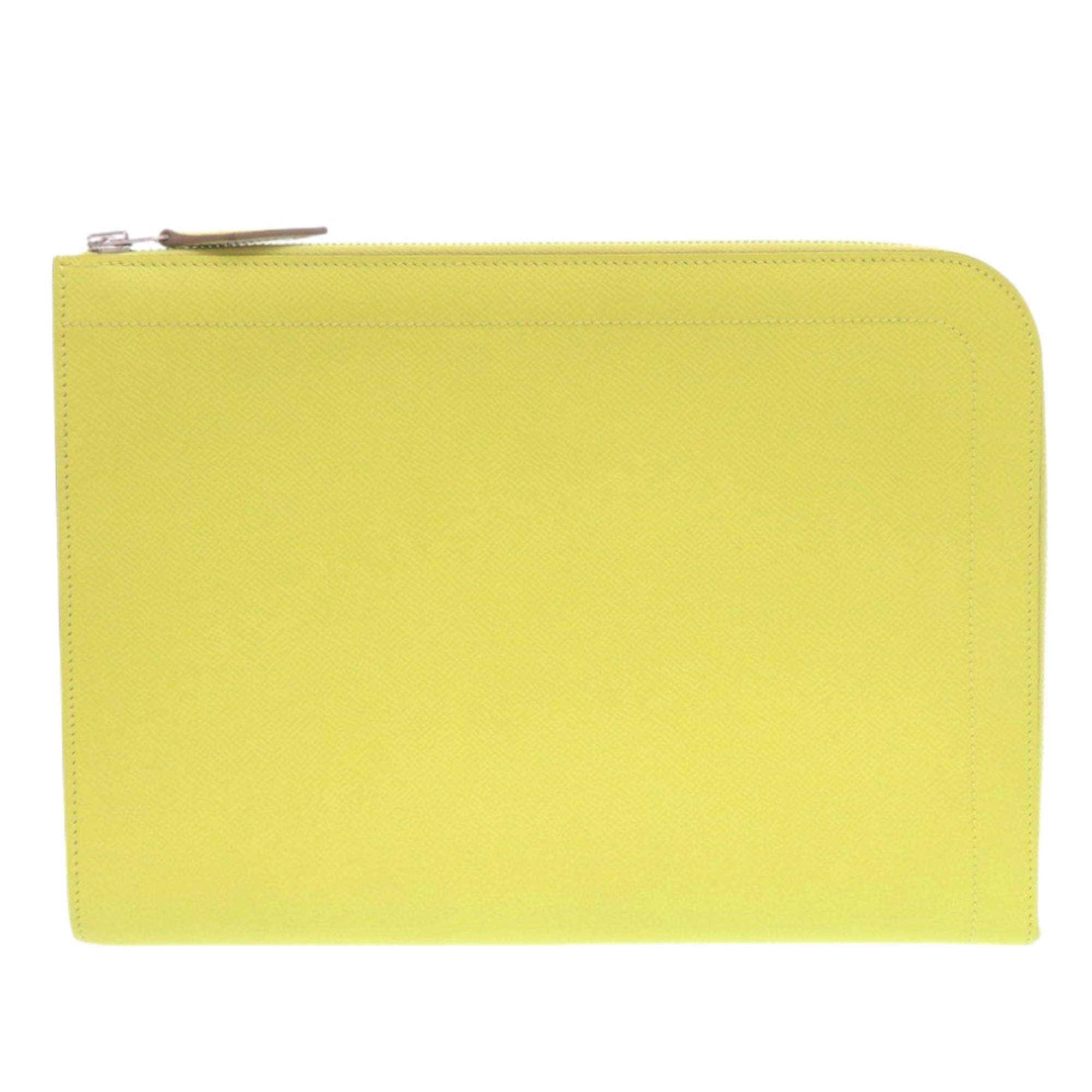 Hermes Lime Yellow Epsom Leather Clutch Bag (Pre-Owned)