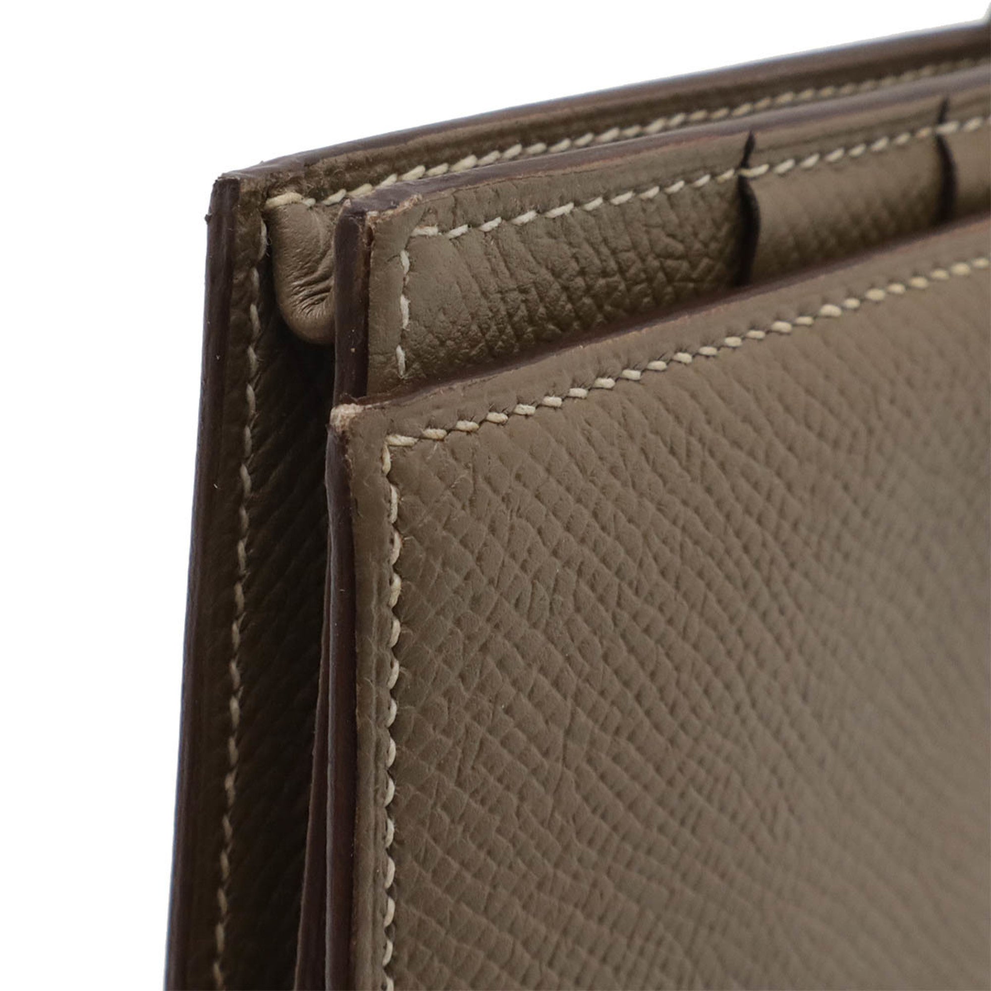 Hermes Etoupe Gray Leather Long Wallet (Bi-Fold) (Pre-Owned)