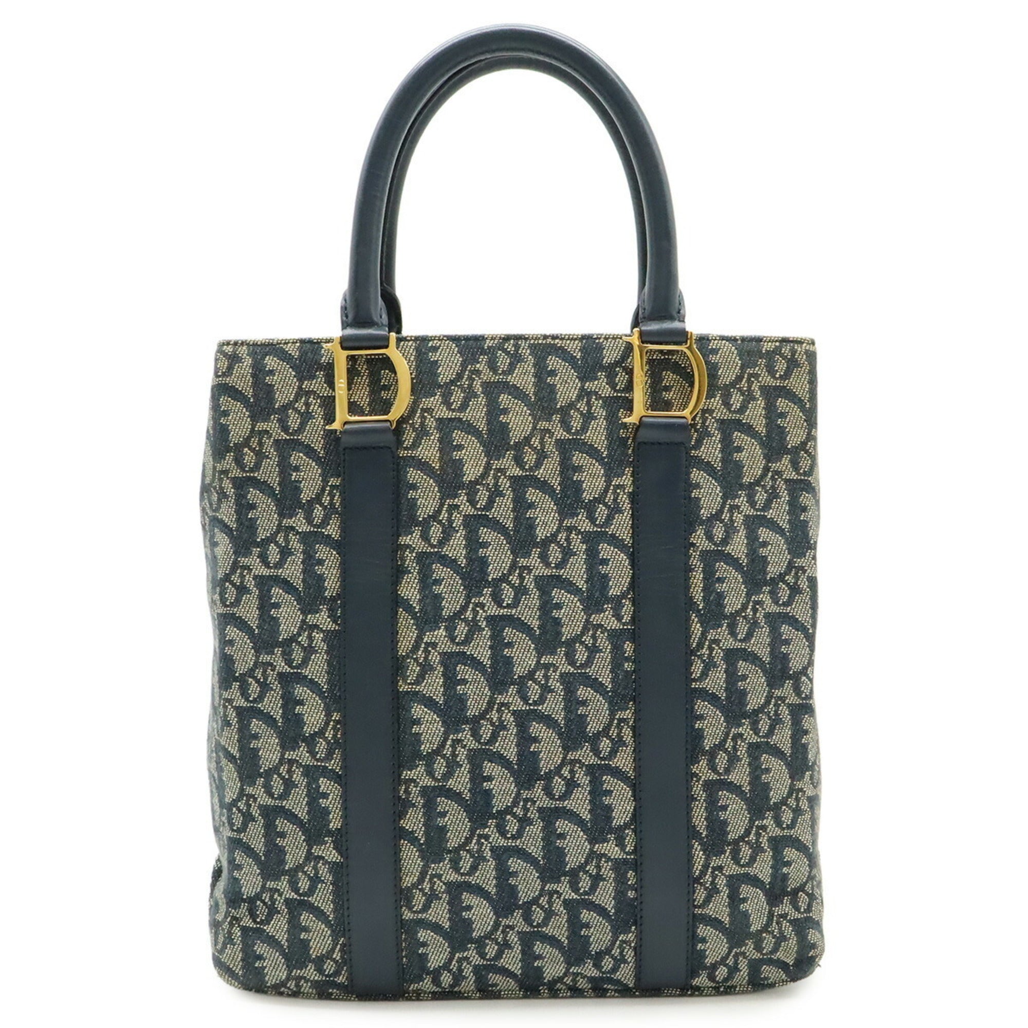 Christian Dior Navy Leather Handbag Tote Bag (Pre-Owned)