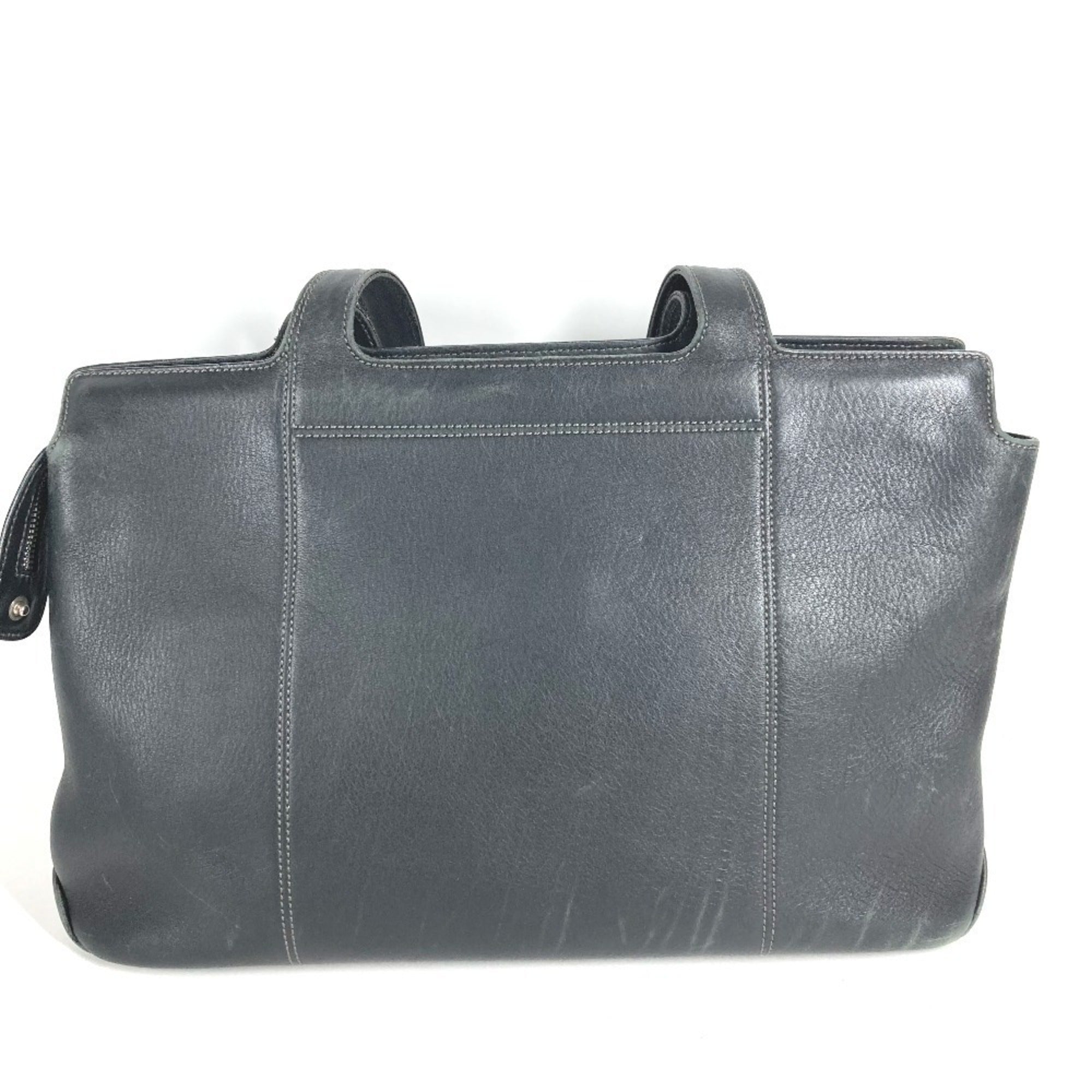 Salvatore Ferragamo Black Leather Shoulder Bag Tote Bag (Pre-Owned)