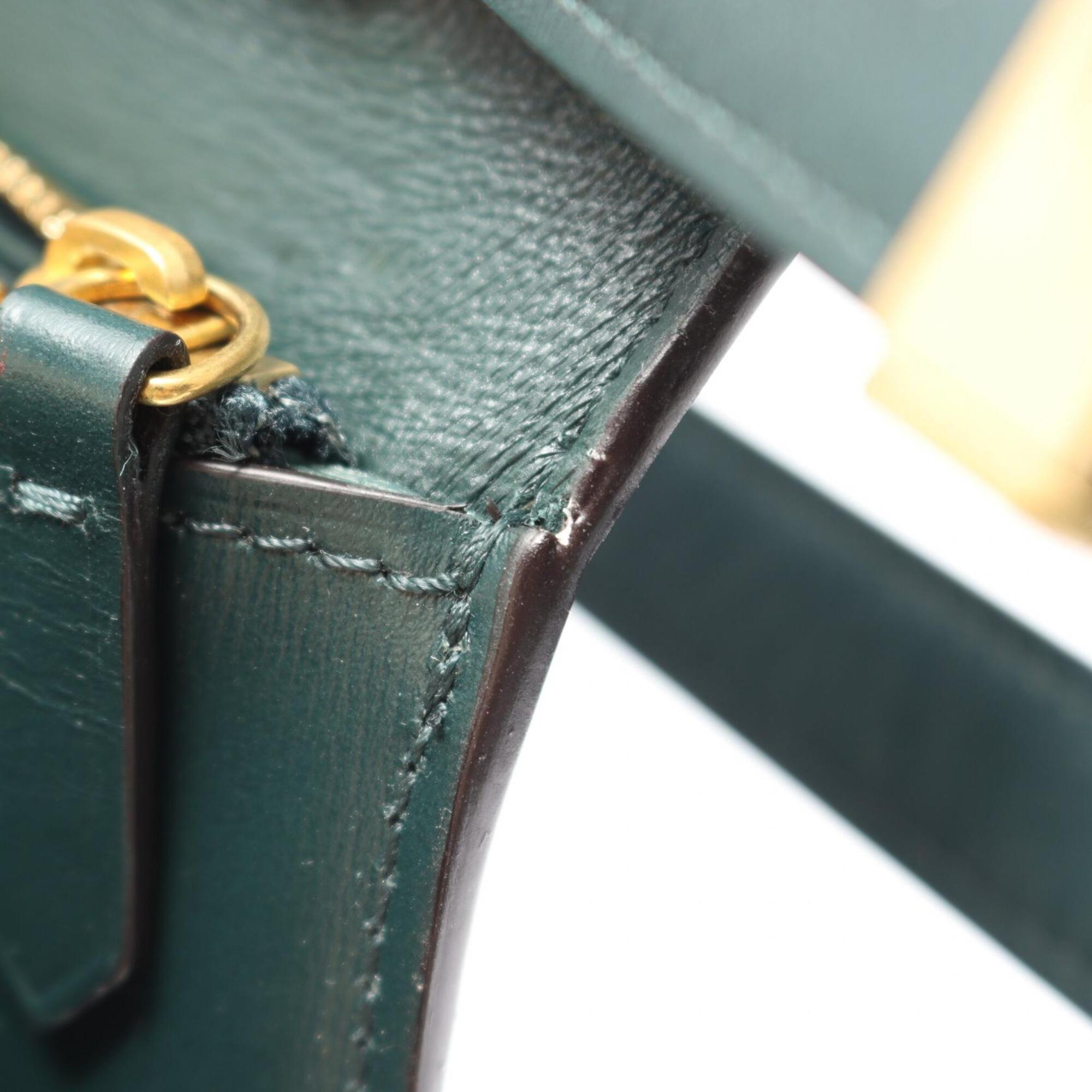 Celine Green Leather Handbag Shoulder Bag (Pre-Owned)