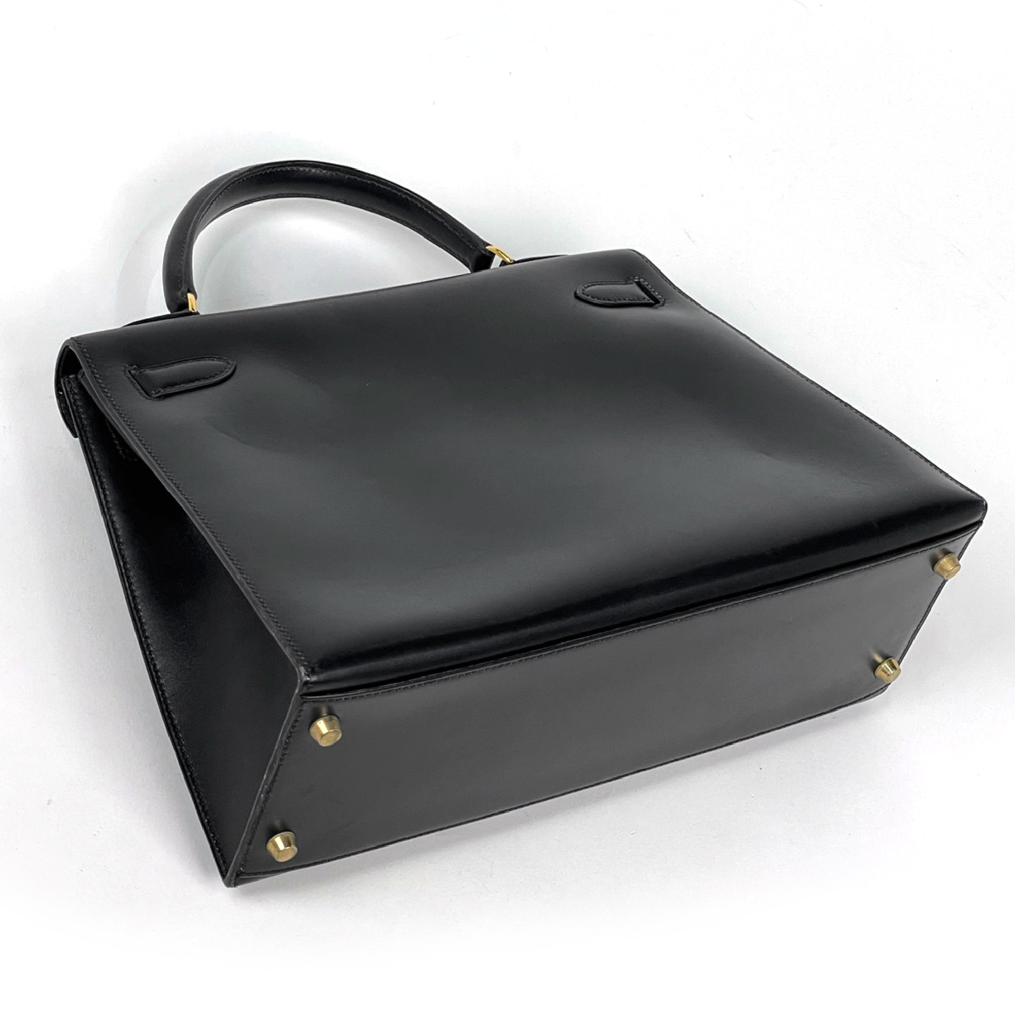 Hermes Black Box Calf Leather Handbag (Pre-Owned)