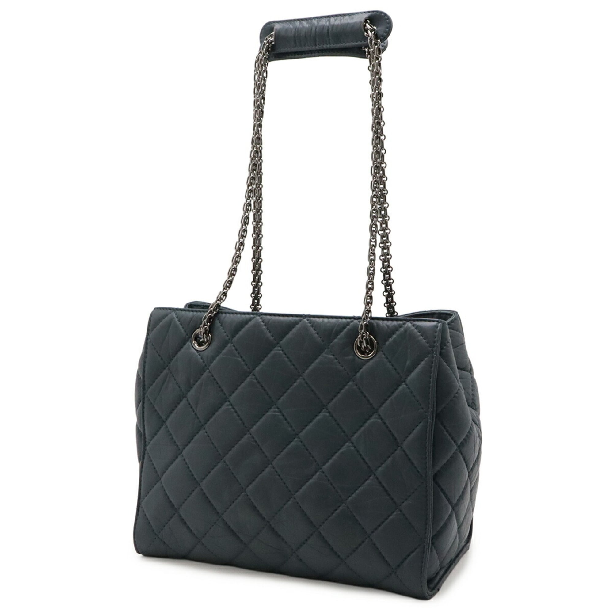 Chanel 2.55 Blue Leather Shoulder Bag Tote Bag (Pre-Owned)