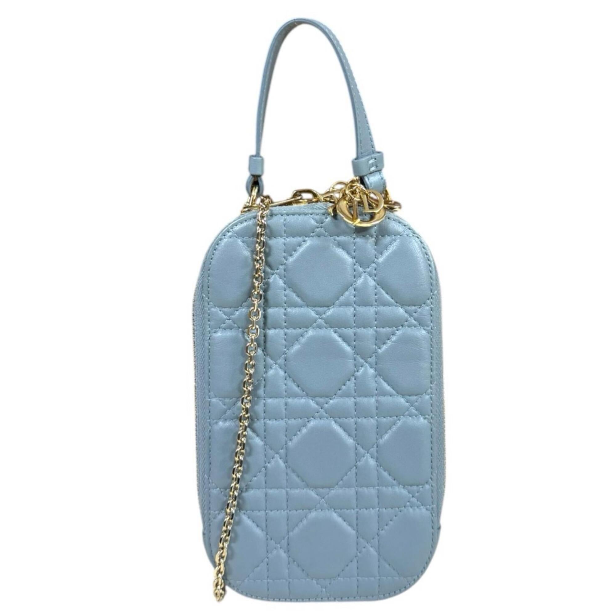 Christian Dior Lady Dior Blue Leather Shoulder Bag (Pre-Owned)