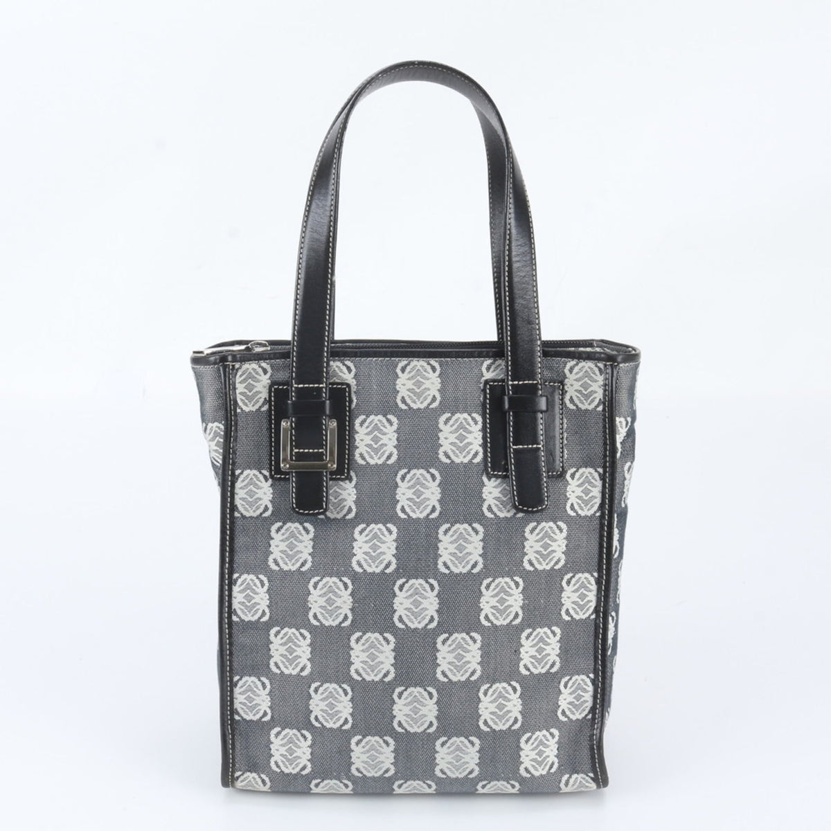 Loewe Black Leather Canvas Handbag Shoulder Bag Tote Bag (Pre-Owned)
