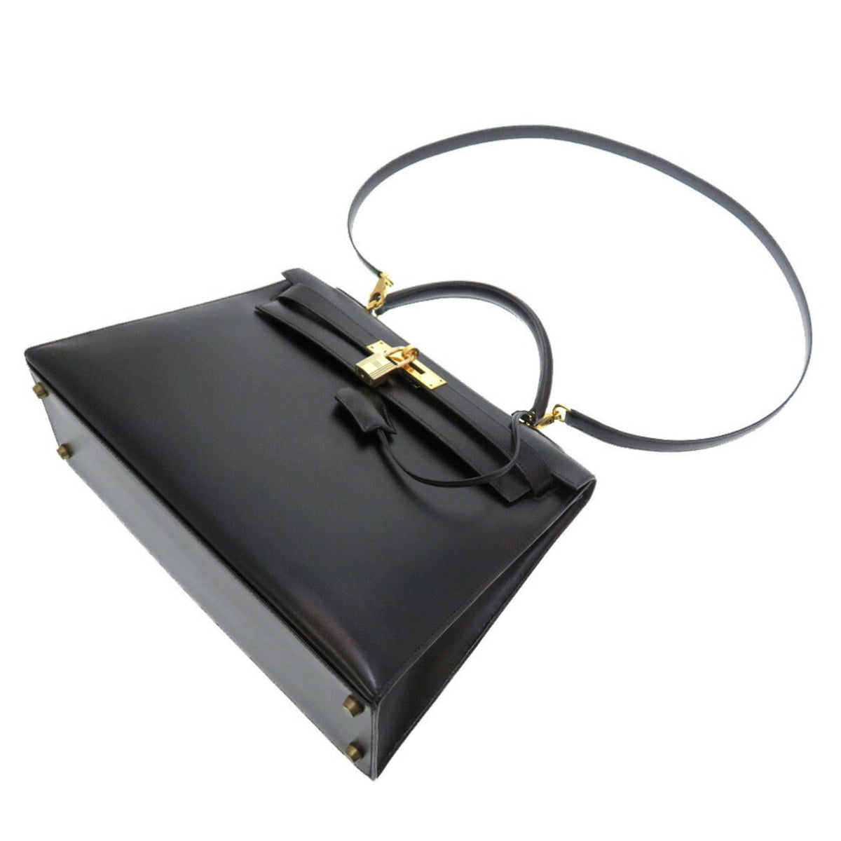 Hermes Black Box Calf Leather Handbag (Pre-Owned)