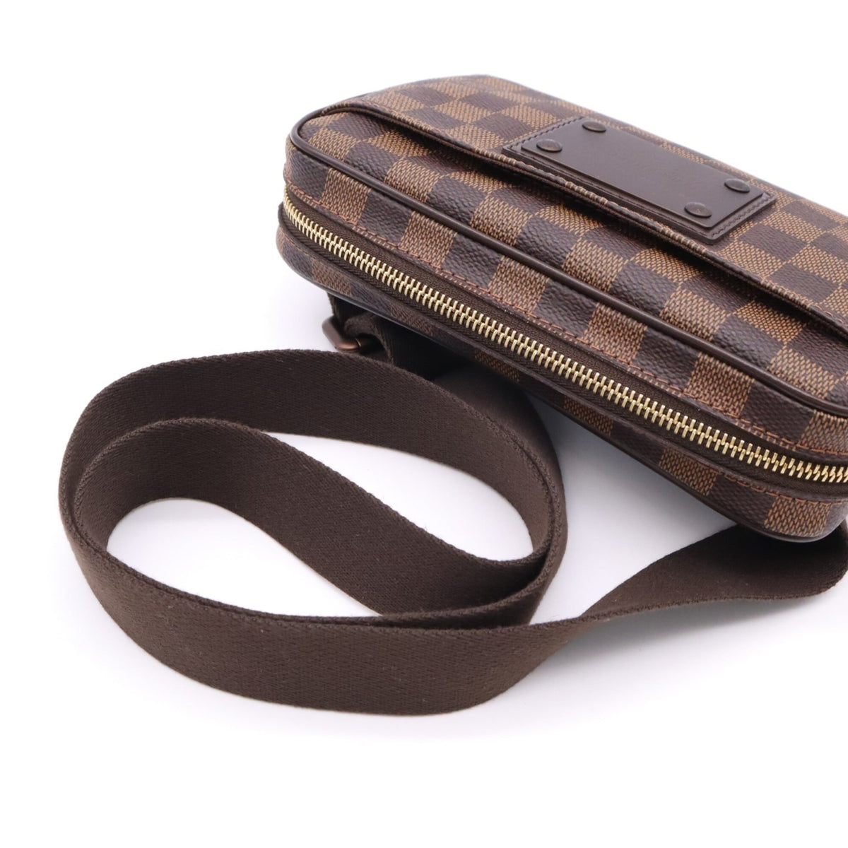 Louis Vuitton Beige Brown Coated Canvas Leather Sling Bag (Pre-Owned)