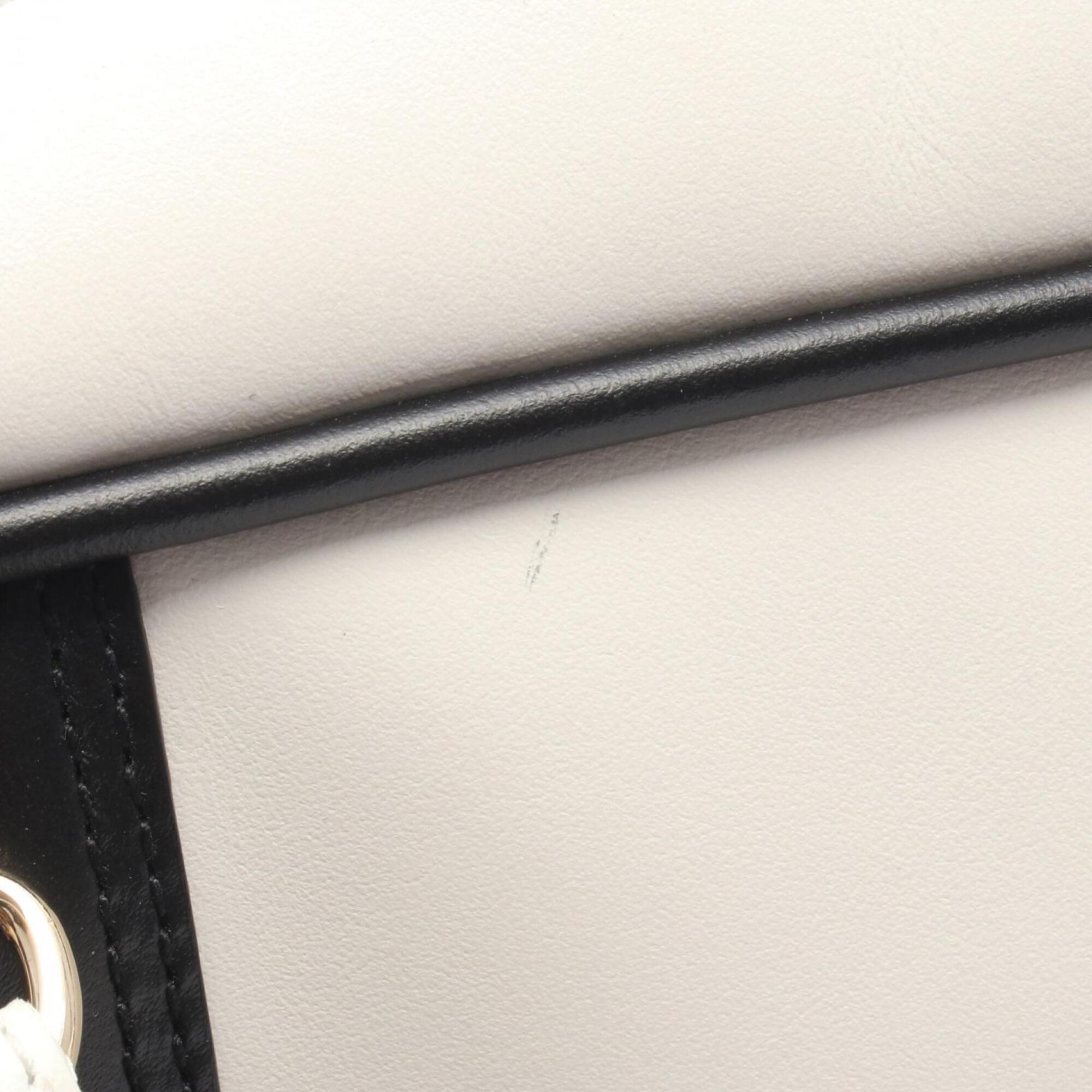 Christian Dior Black White Leather Handbag (Pre-Owned)