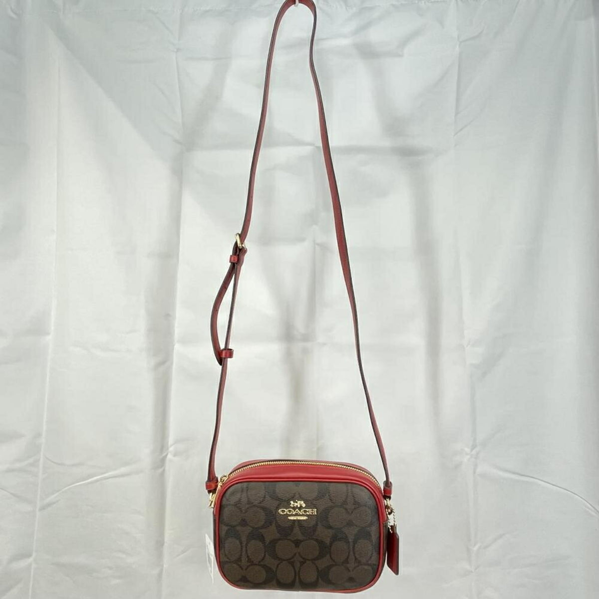 Coach Brown Red Color Signature Line Shoulder Bag (Pre-Owned)