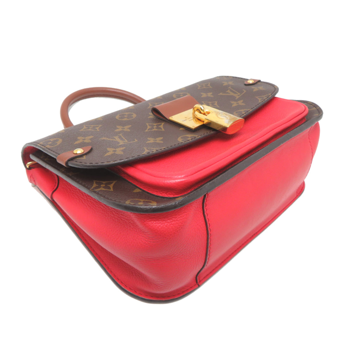 Louis Vuitton Brown Red Color Monogram Handbag (Pre-Owned)