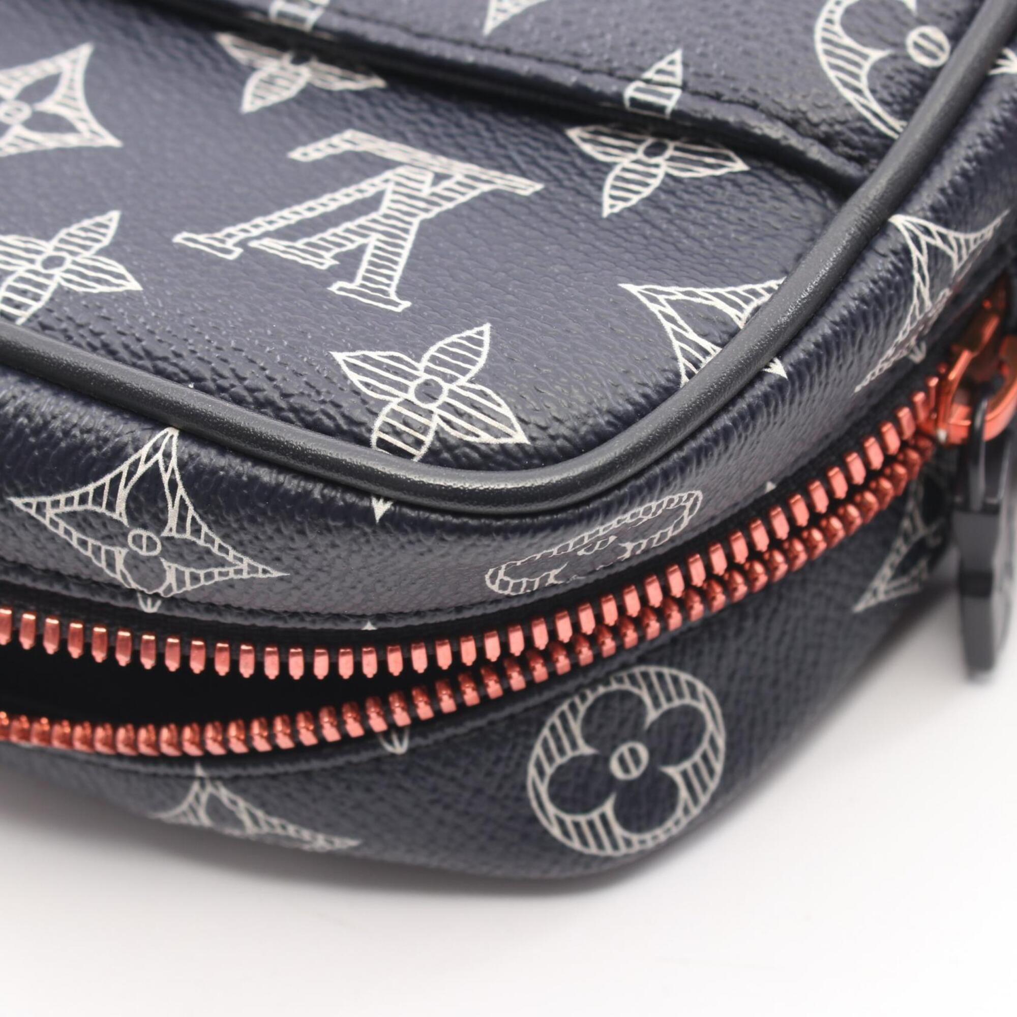 Louis Vuitton Navy Red Color White Pvc Leather Handbag Shoulder Bag (Pre-Owned)
