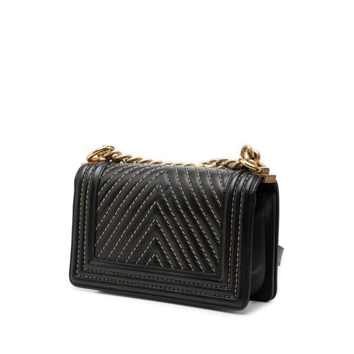 Chanel Boy Chanel Black Leather Shoulder Bag (Pre-Owned)
