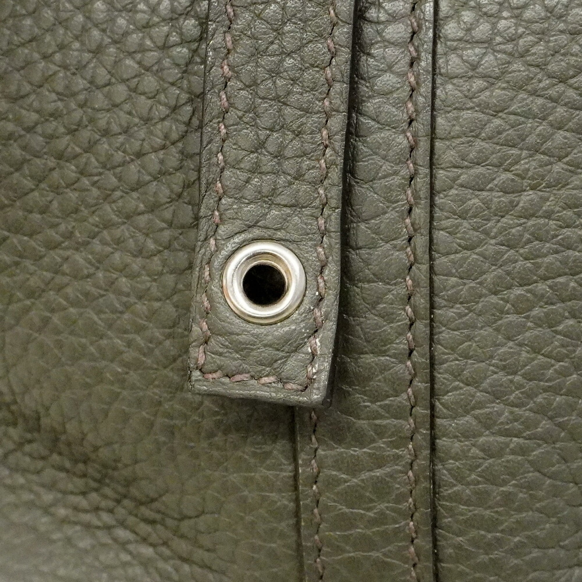 Hermes Olive Green Taurillon Clemence Leather Handbag (Pre-Owned)
