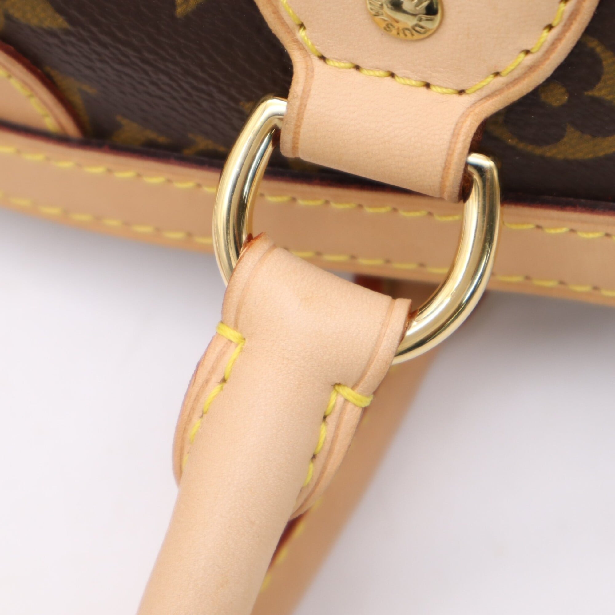 Louis Vuitton Beige Brown Coated Canvas Leather Handbag (Pre-Owned)