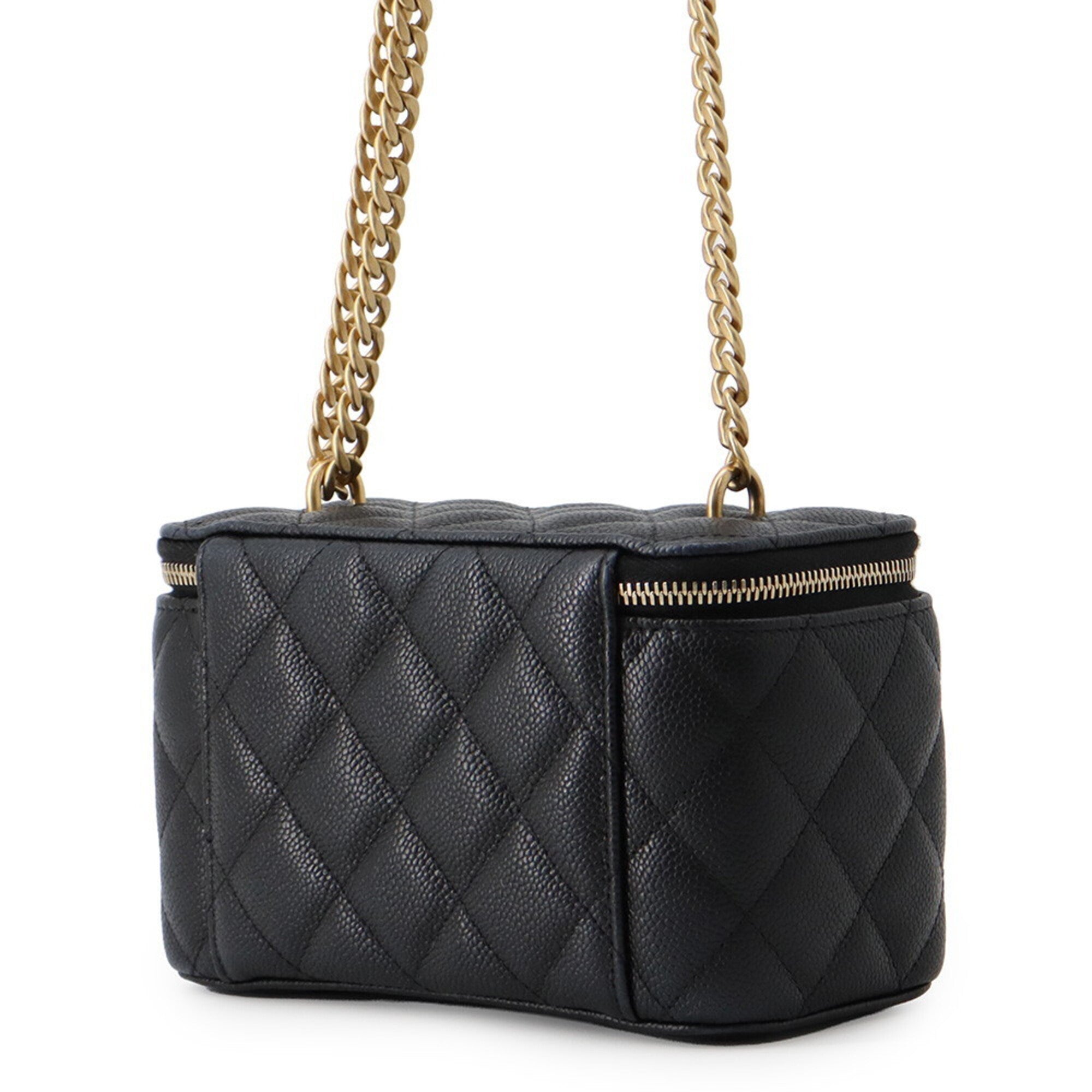 Chanel Black Grained Calfskin Shoulder Bag Vanity Bag (Pre-Owned)