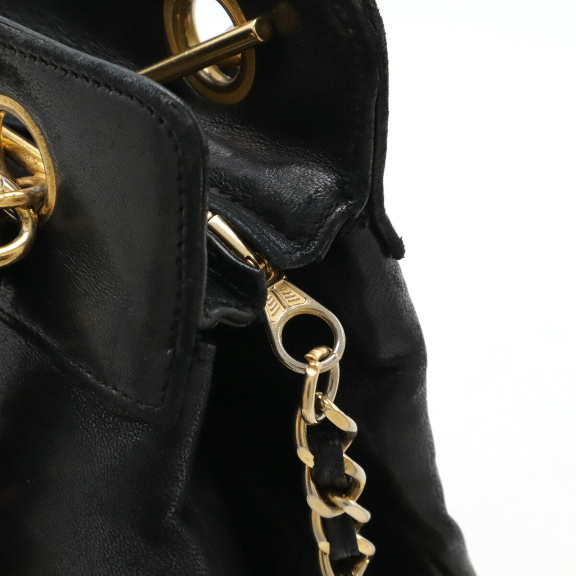 Chanel Black Leather Shoulder Bag Tote Bag (Pre-Owned)