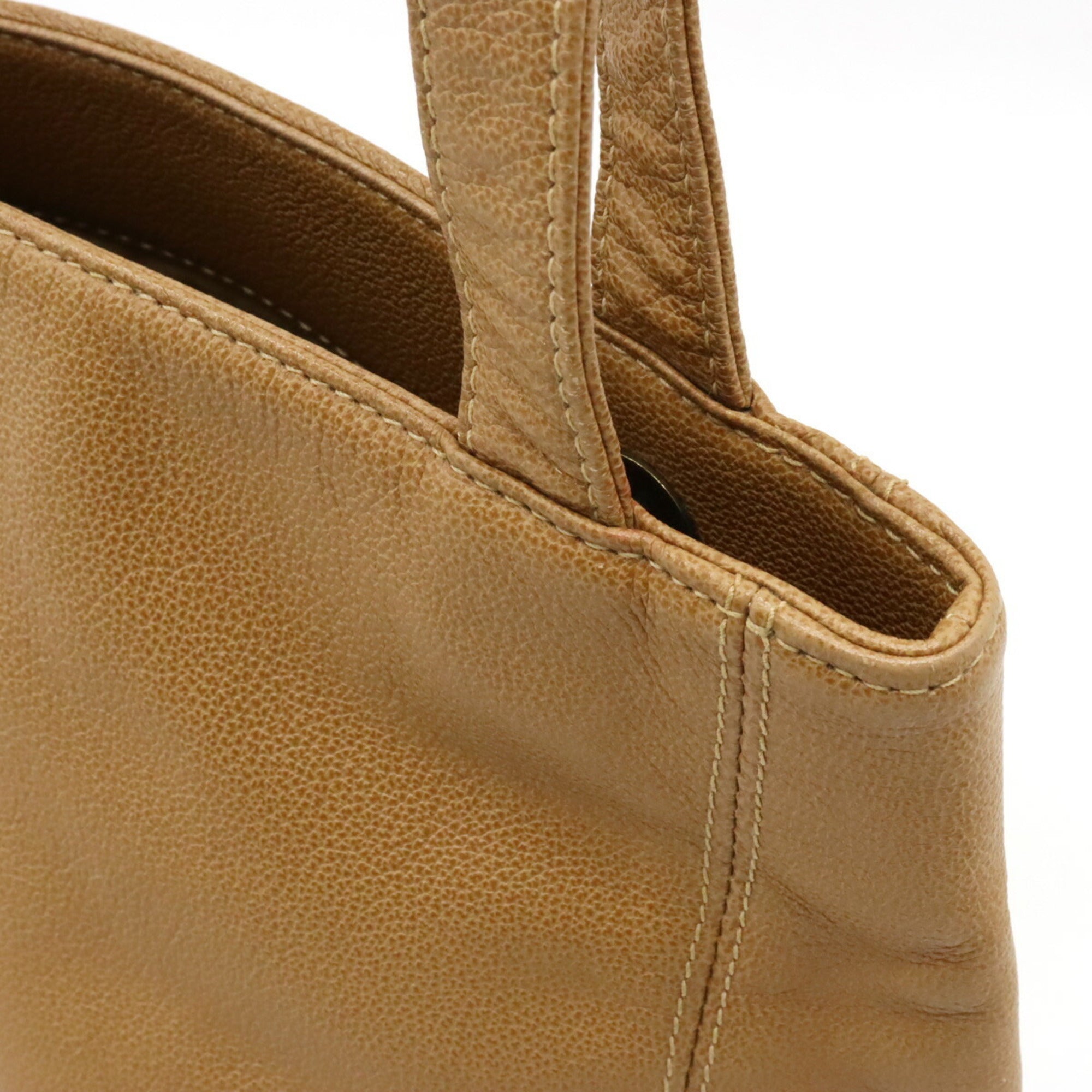 Chanel Beige Brown Leather Shoulder Bag Tote Bag (Pre-Owned)