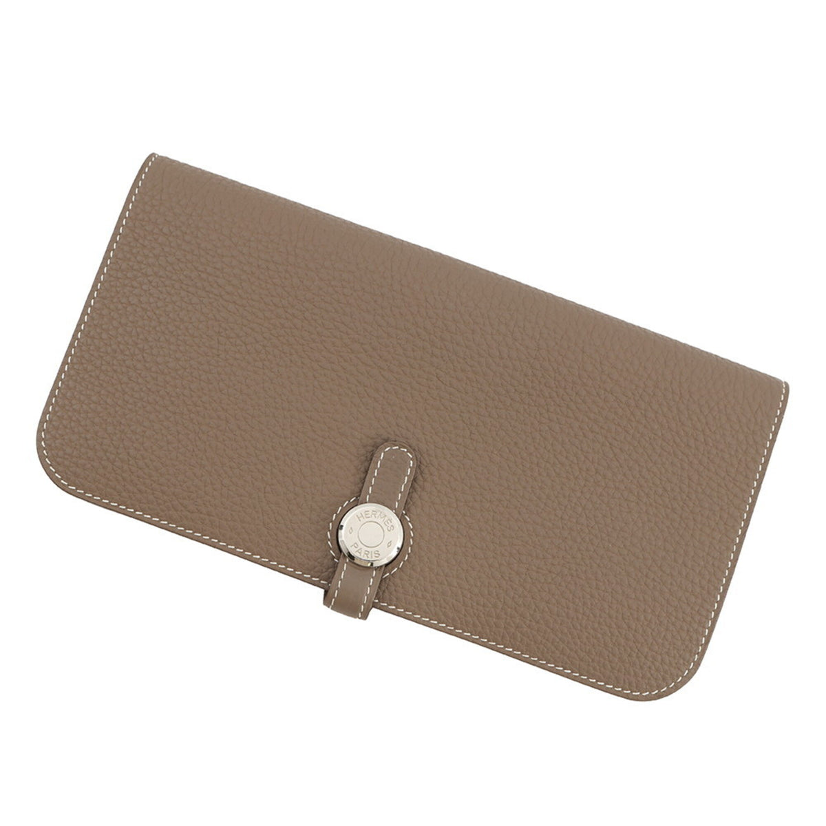 Hermes Etoupe Gray Togo Leather Long Wallet (Bi-Fold) (Pre-Owned)