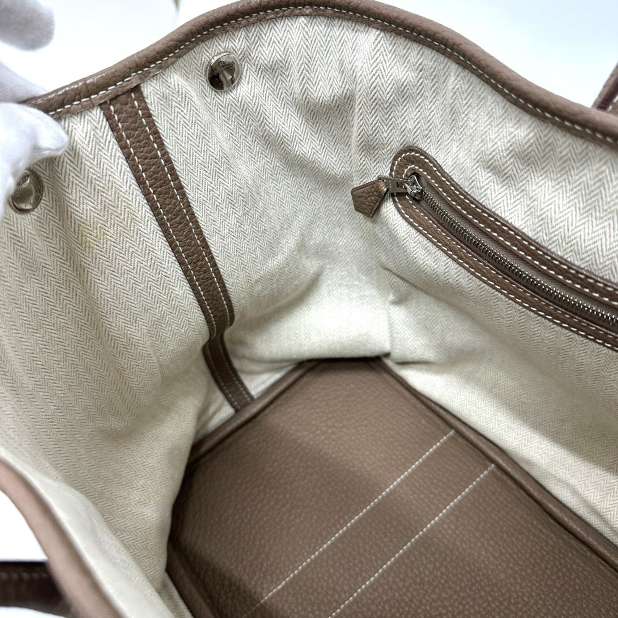 Hermes Beige Negonda Leather Handbag Tote Bag (Pre-Owned)