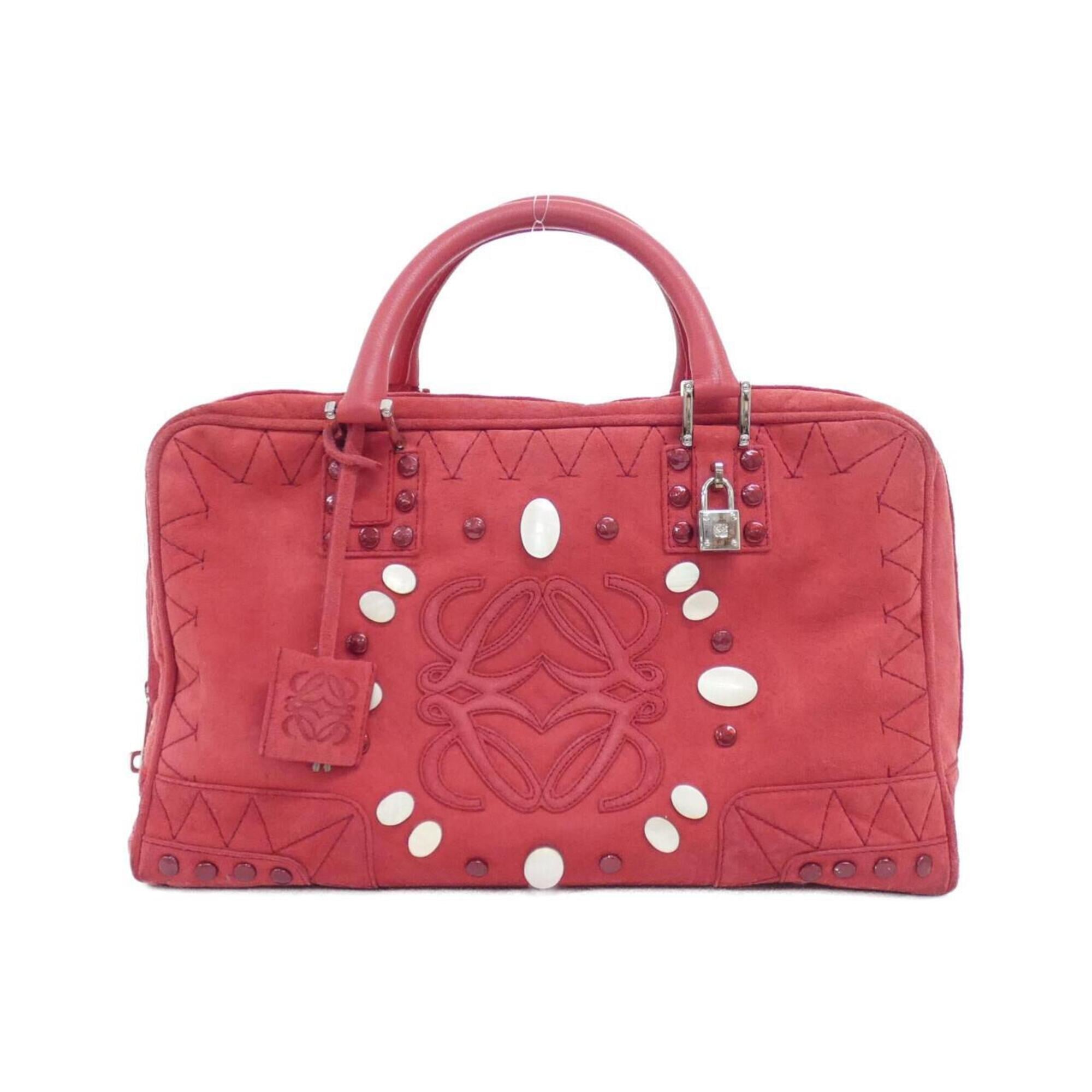 Loewe Red Color White Suede Handbag (Pre-Owned)