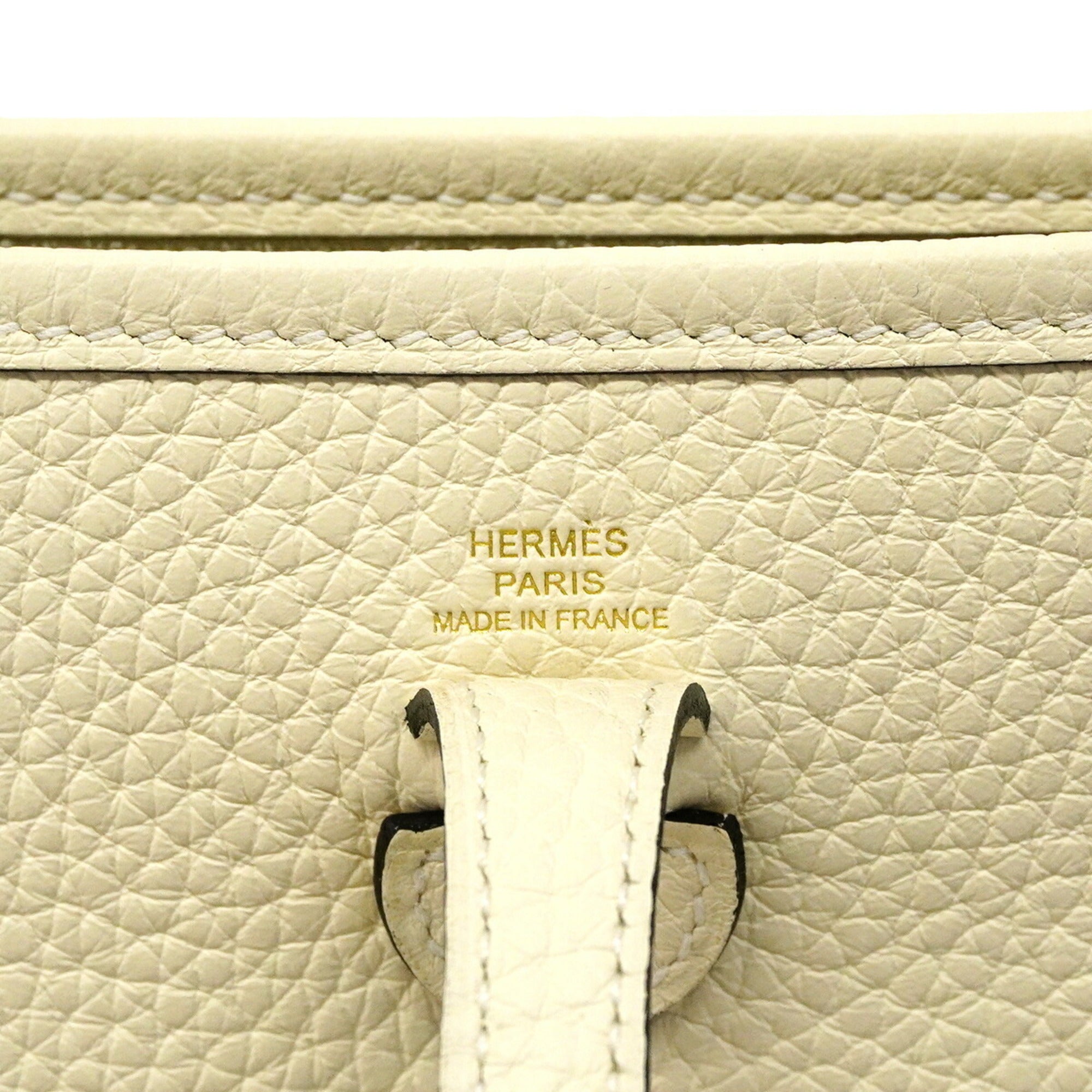 Hermes Cream Taurillon Clemence Leather Shoulder Bag (Pre-Owned)