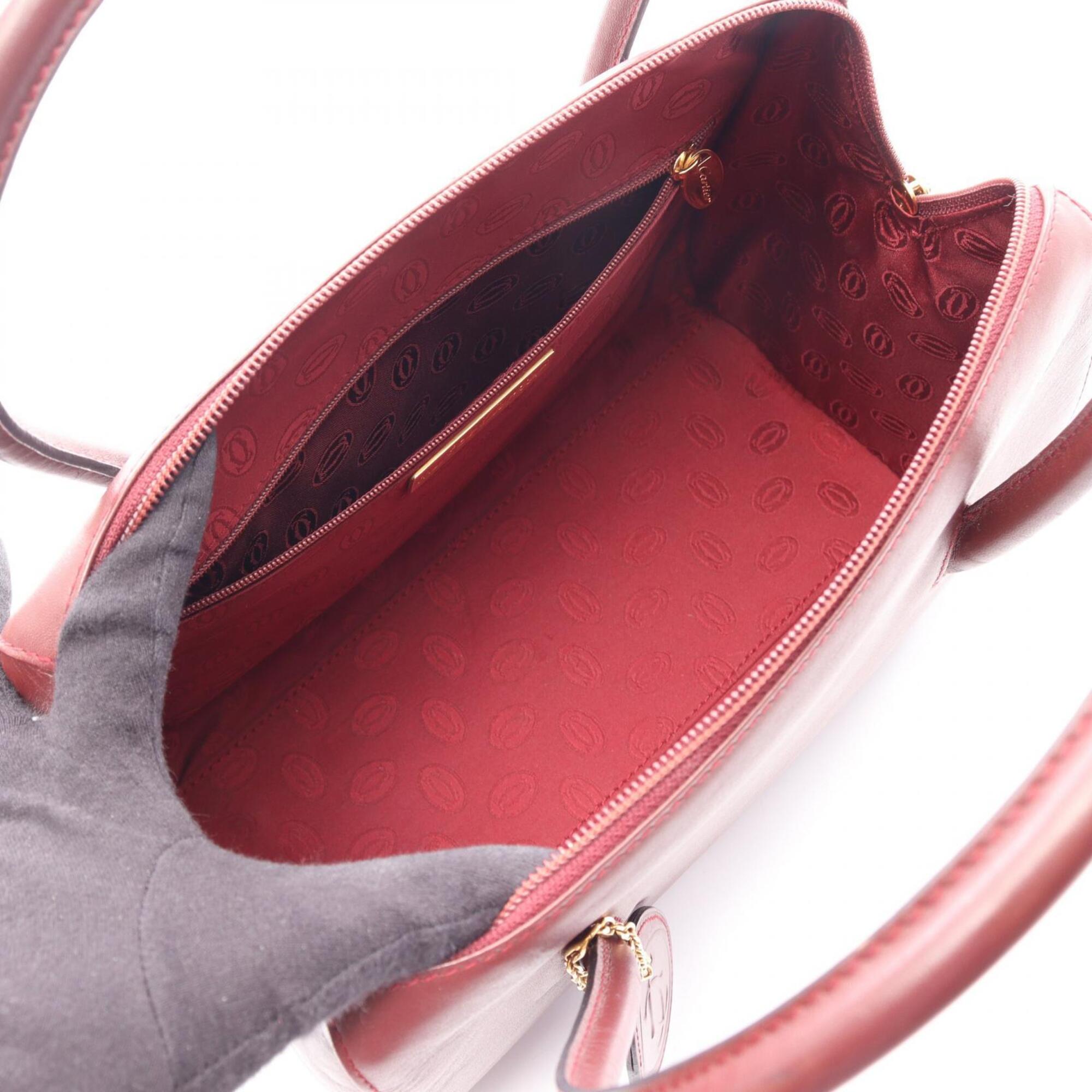 Cartier Bordeaux Leather Handbag (Pre-Owned)