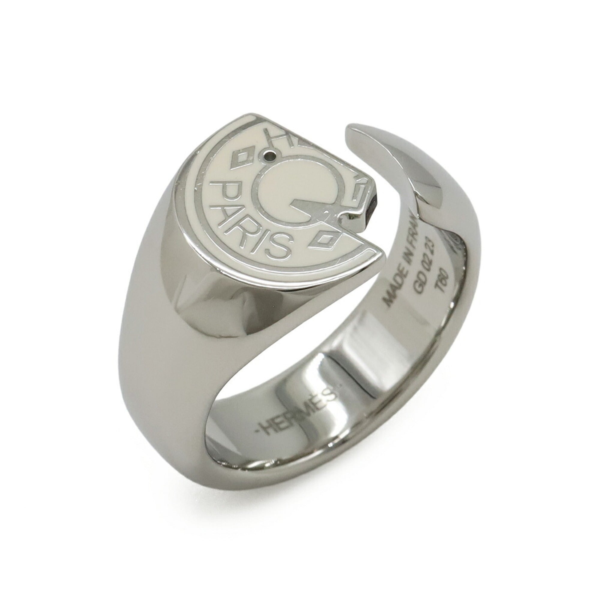Hermes Silver Ivory Metal Band Ring (Pre-Owned)