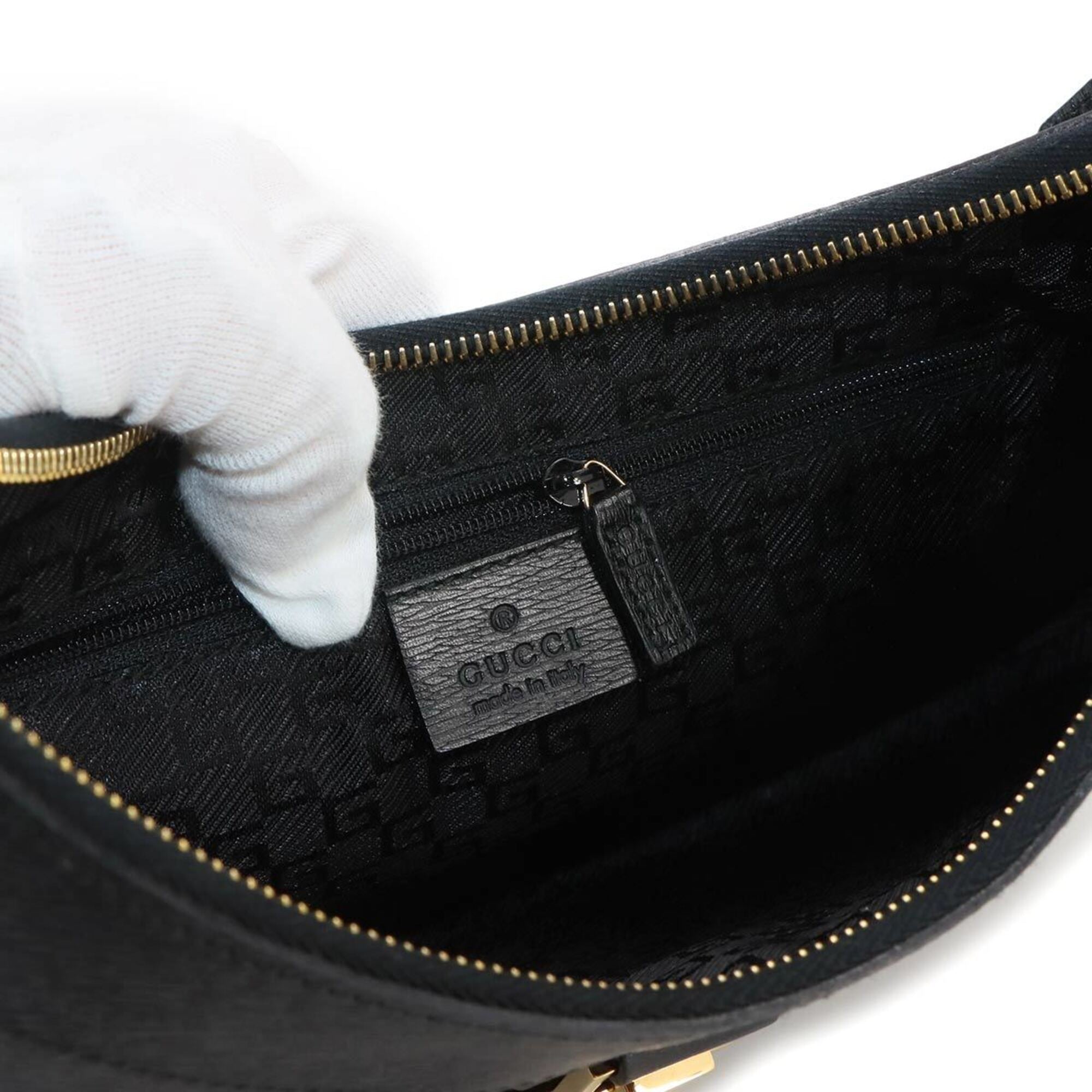 Gucci Black Leather Handbag Shoulder Bag (Pre-Owned)