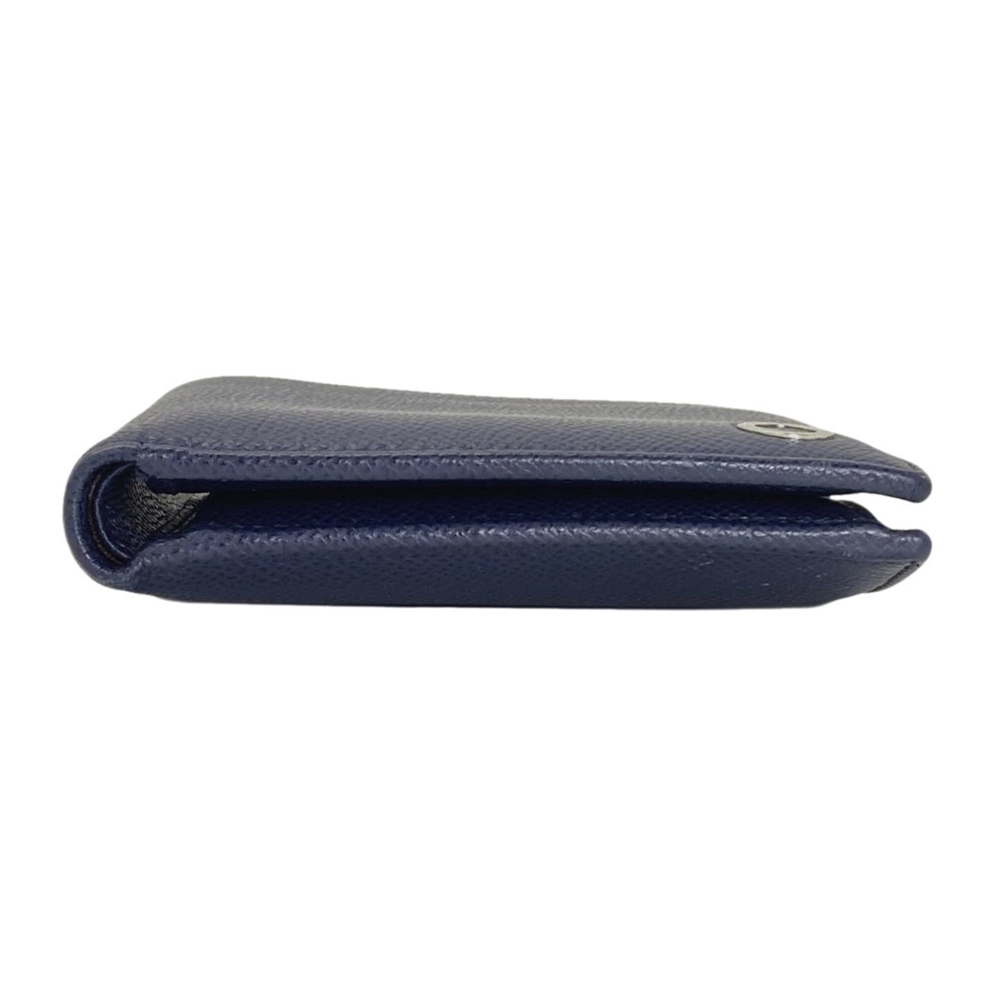 Bvlgari Navy Leather Wallet (Bi-Fold) (Pre-Owned)