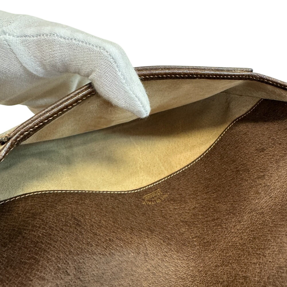 Gucci Beige Brown Canvas Leather Clutch Bag Pouch (Pre-Owned)