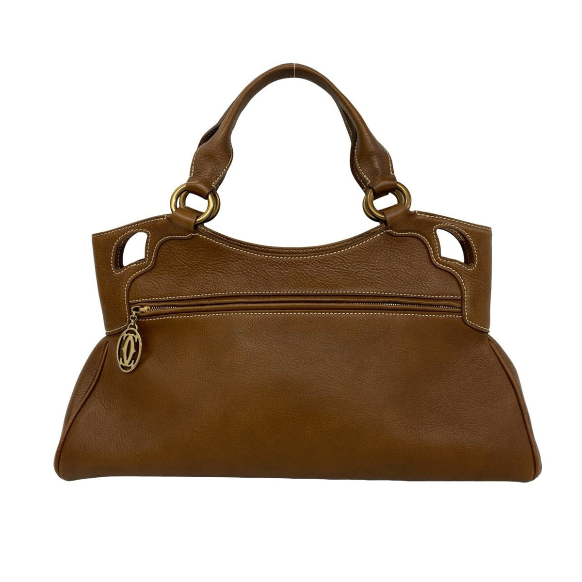 Cartier Brown Leather Handbag Tote Bag (Pre-Owned)