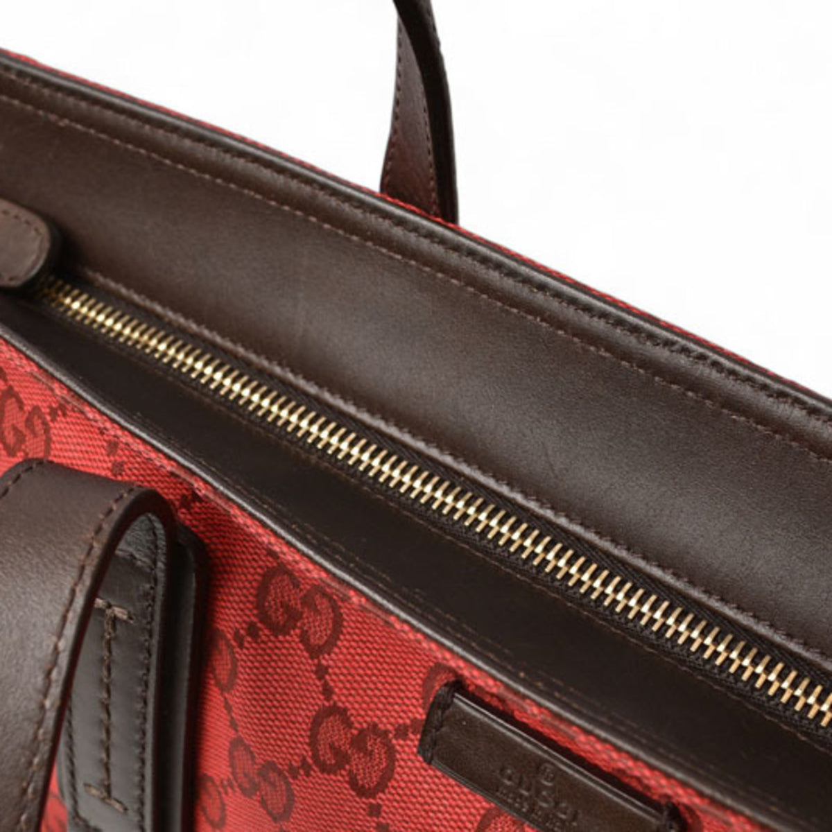 Gucci Dark Red Red Color Coated Canvas Shoulder Bag Tote Bag (Pre-Owned)