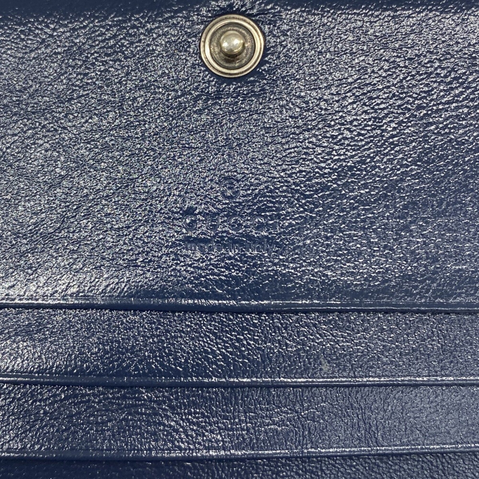 Gucci Navy White Leather Wallet (Bi-Fold) (Pre-Owned)