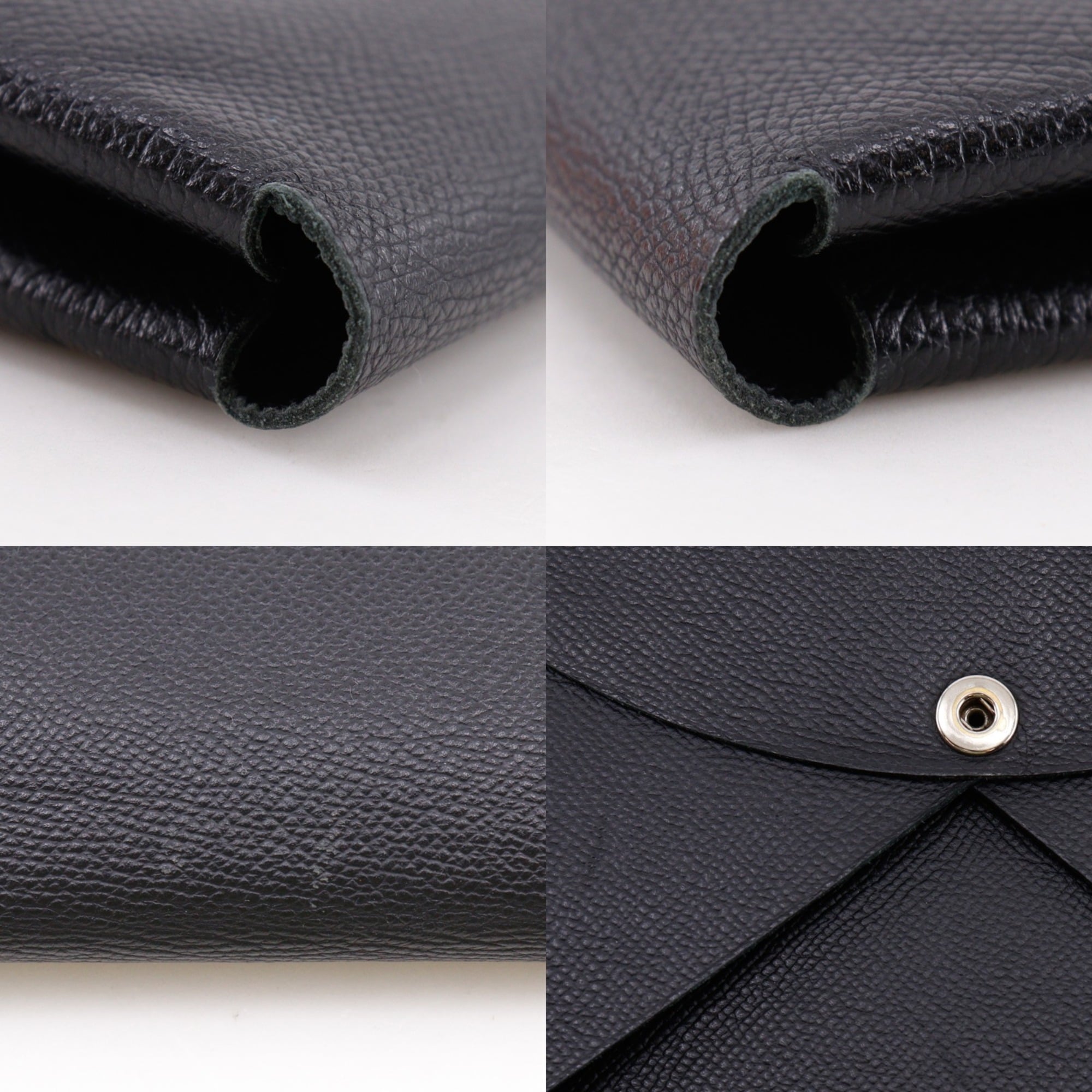 Hermes Black Green Epsom Leather Clutch Bag (Pre-Owned)