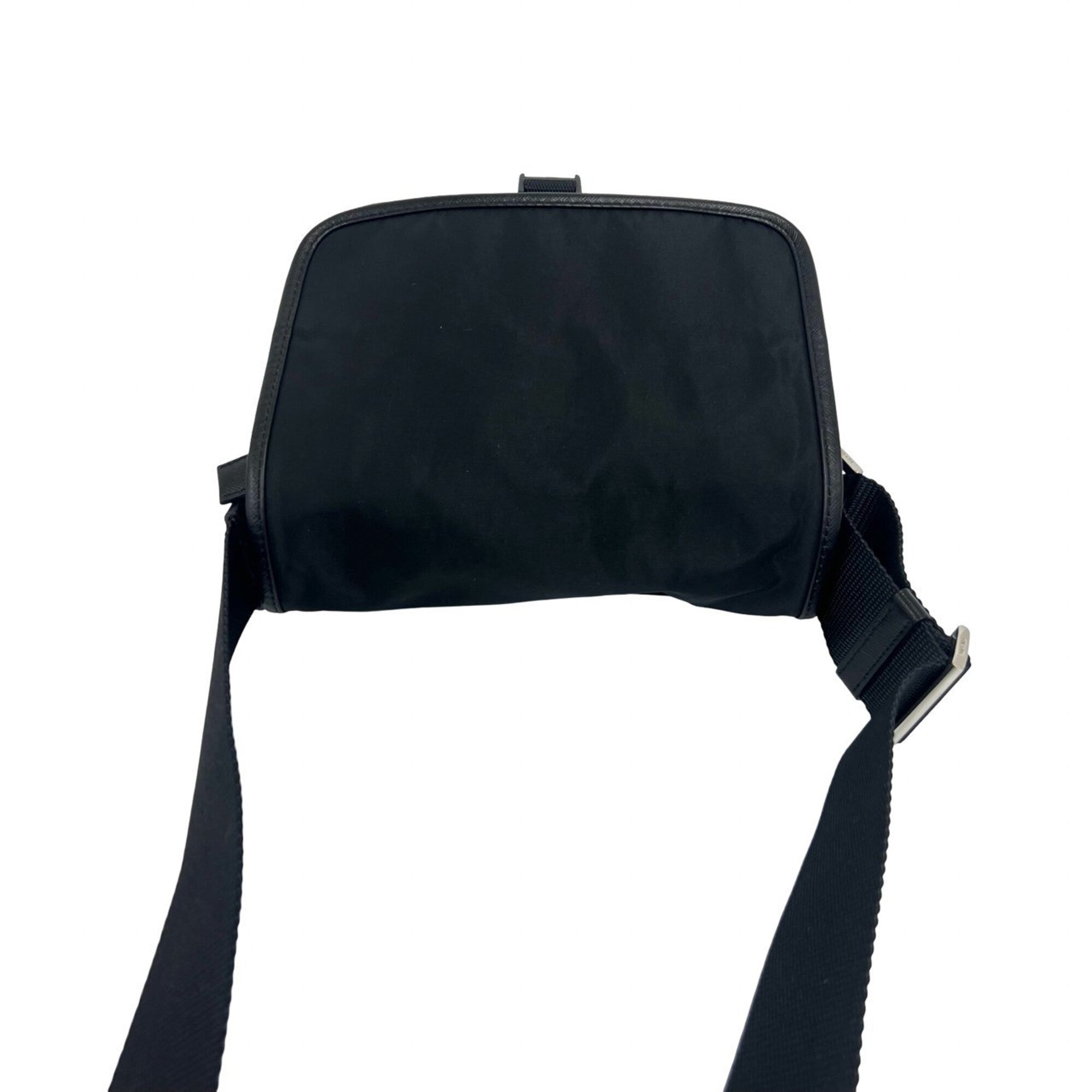 Prada Black Nylon Leather Pochette Shoulder Bag (Pre-Owned)