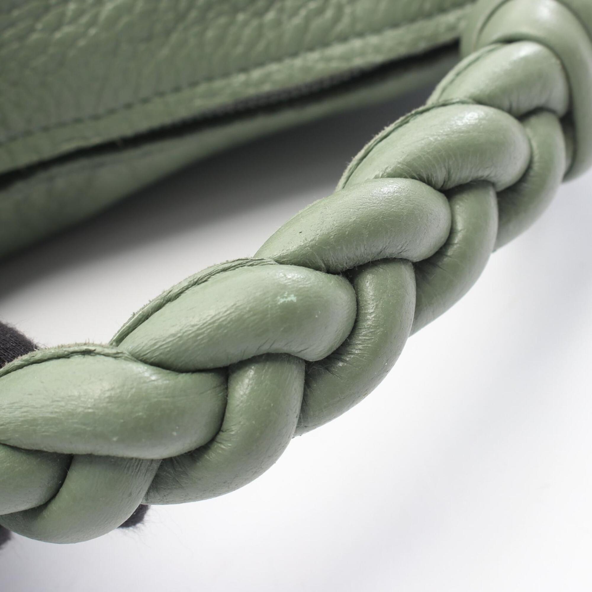 Bottega Veneta Green Leather Handbag Shoulder Bag (Pre-Owned)