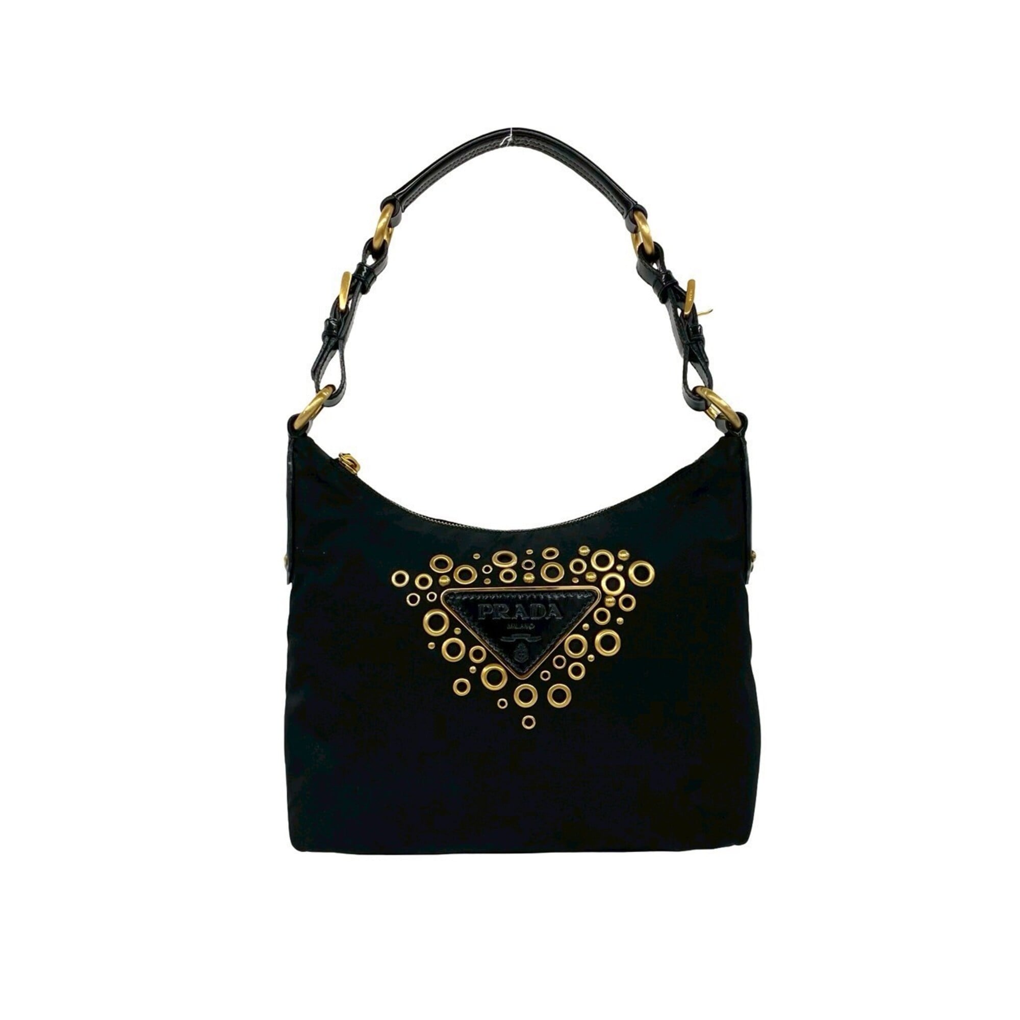 Prada Black Nylon Patent Leather Shoulder Bag (Pre-Owned)
