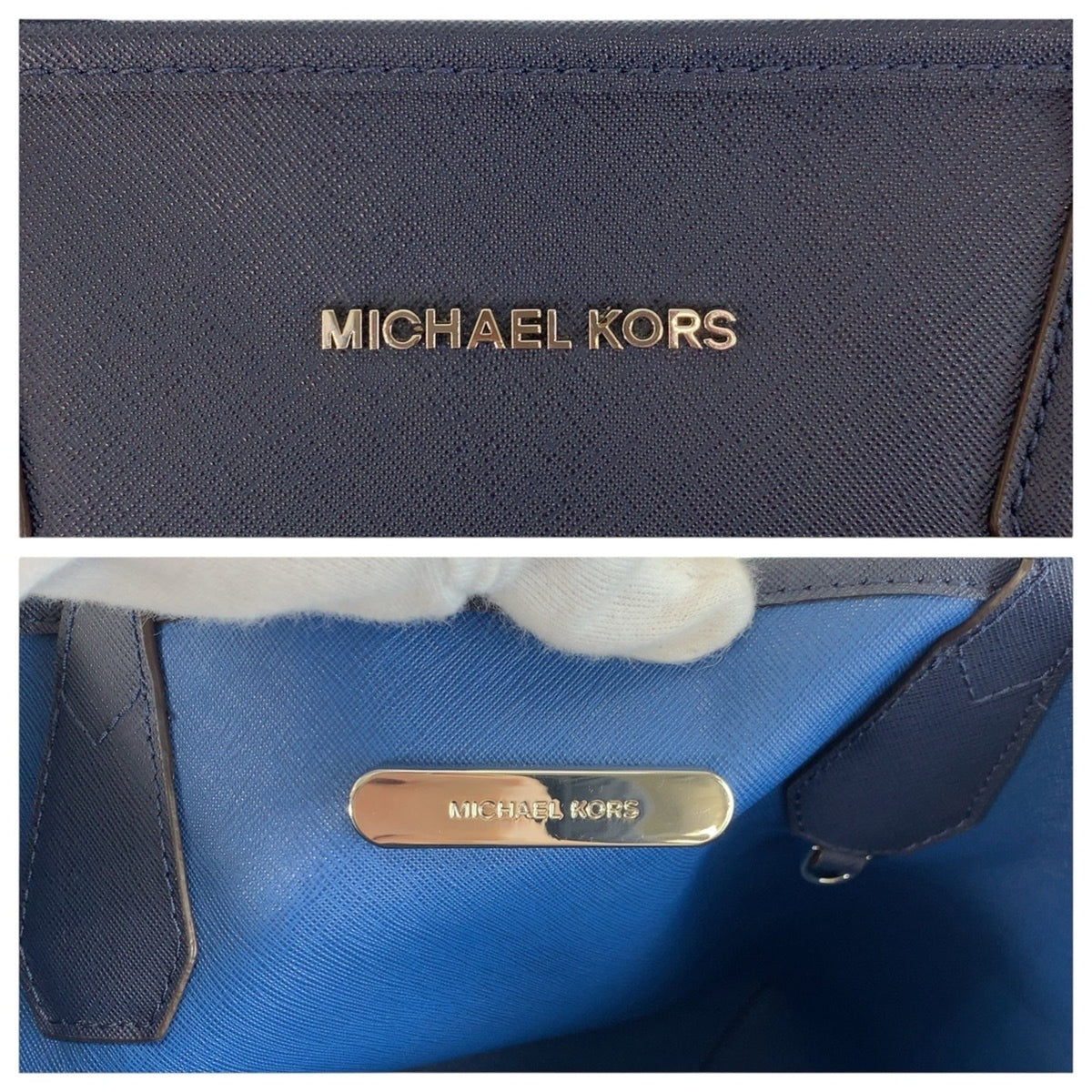 Michael Kors Navy Leather Pouch Shoulder Bag Tote Bag (Pre-Owned)